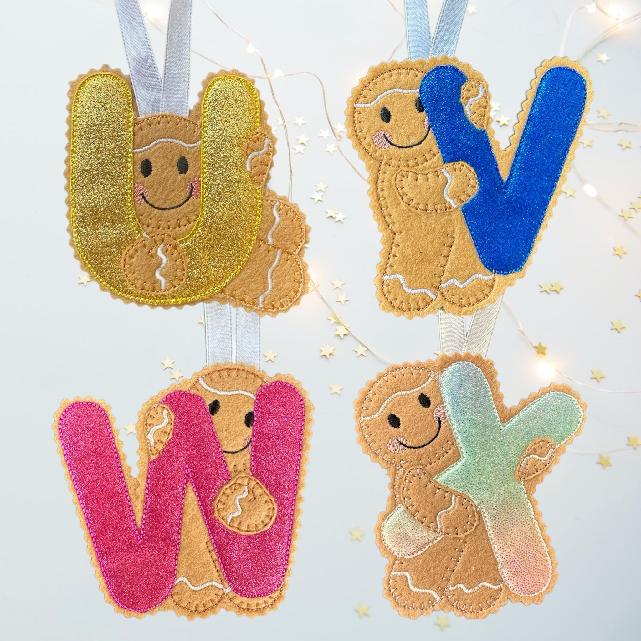 Initial Gingerbread Letter Decoration – Personalised Felt Ornament / Gift Tag — image 7