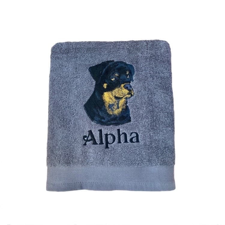 Embroidered Rottweiler Dog Bath Towel, Personalized Gift — image 3