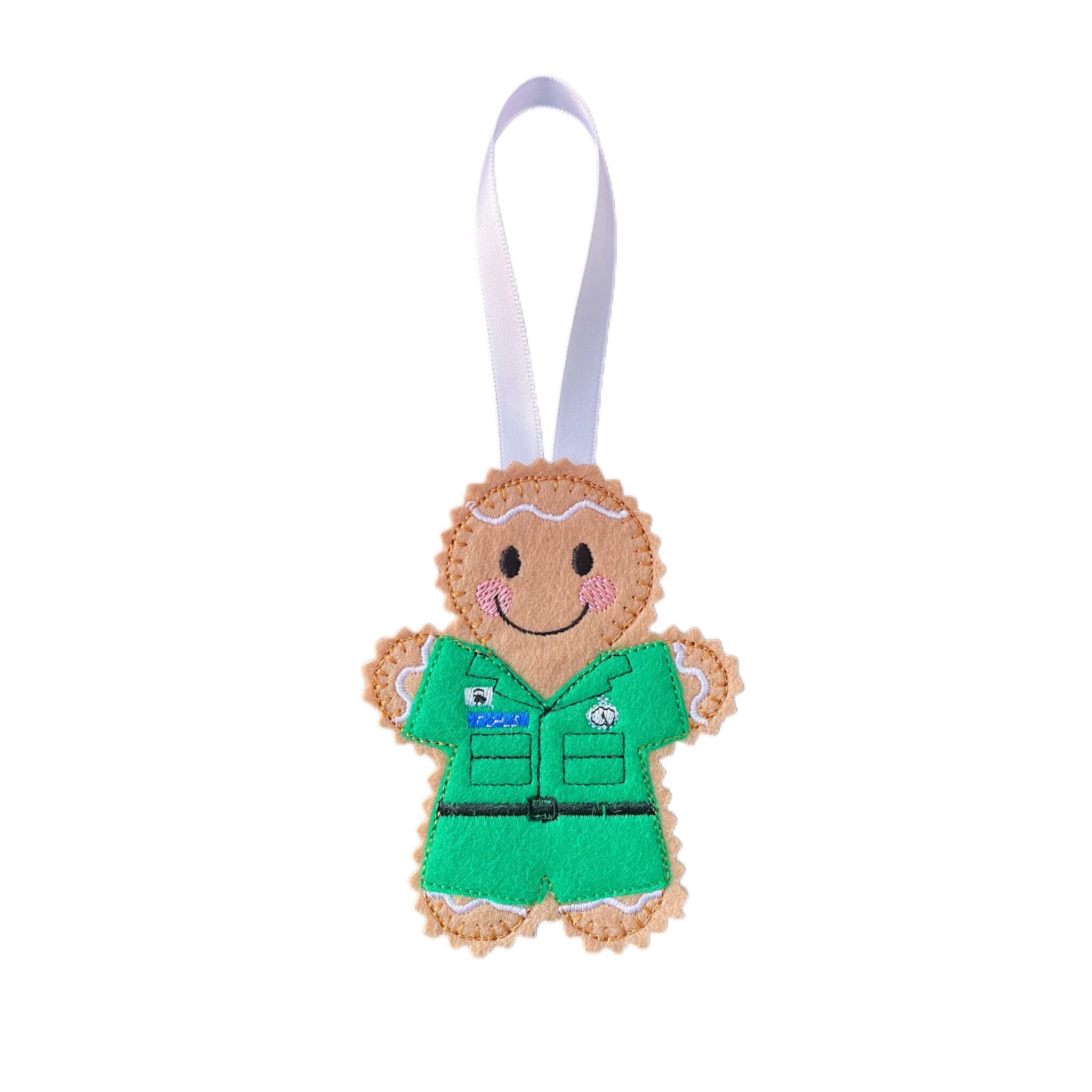 Paramedic / 1st responder Gingerbread Man Felt Decoration