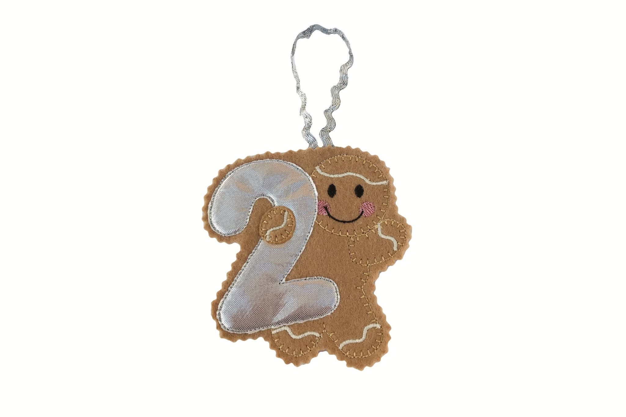 Felt Gingerbread Man Number 2 Decoration - Birthday Gift