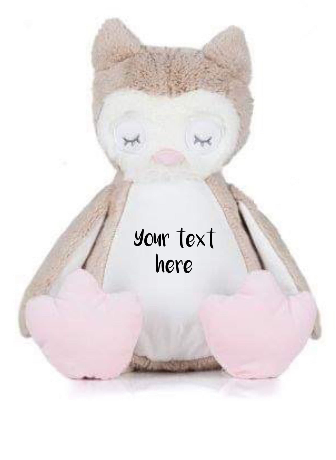Owl Personalised Soft Toy,  Personalised Embroidered Teddy, Custom bear, girl / boy birthday gift. — image 3
