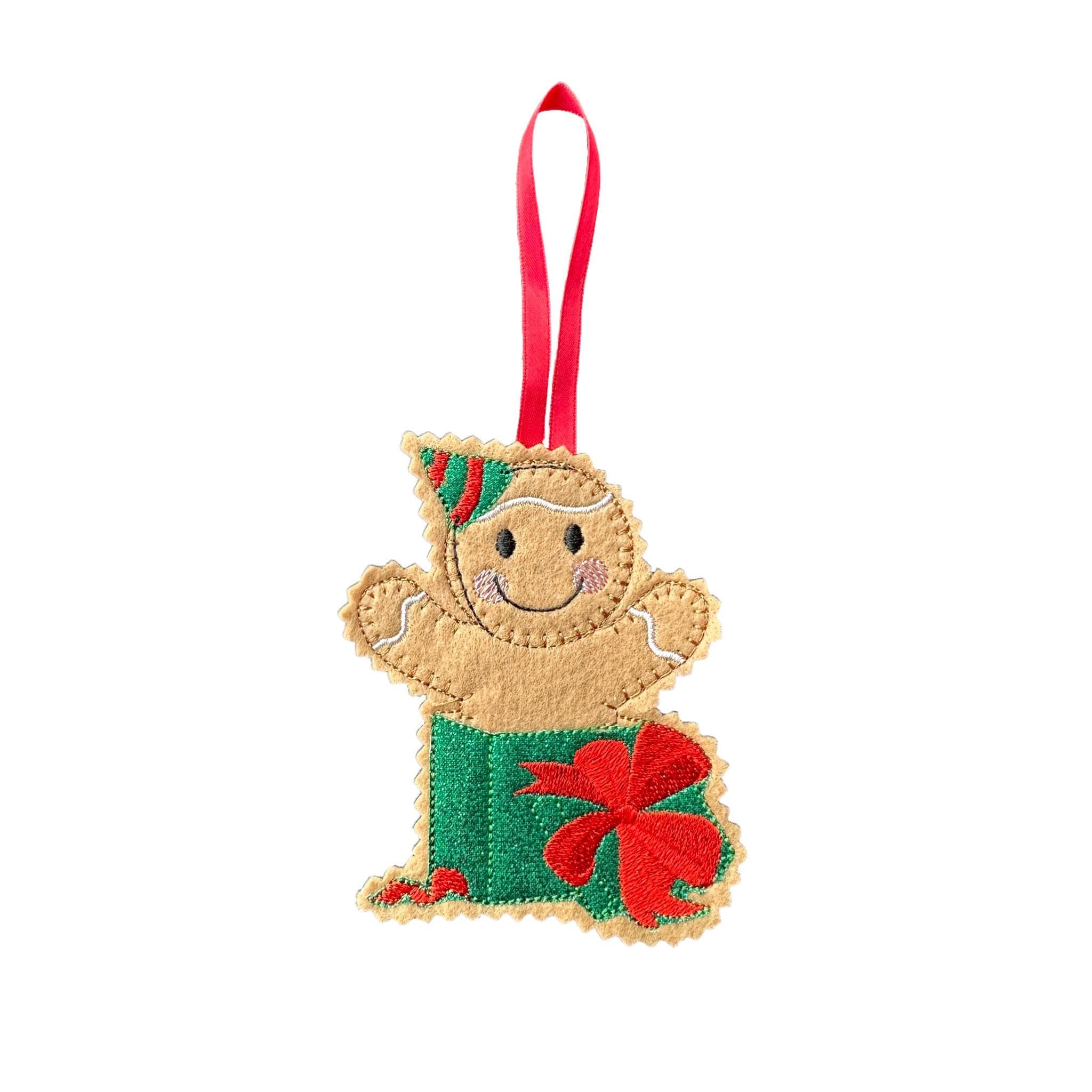 Christmas Surprise Present Gingerbread Man Felt Decoration — image 2