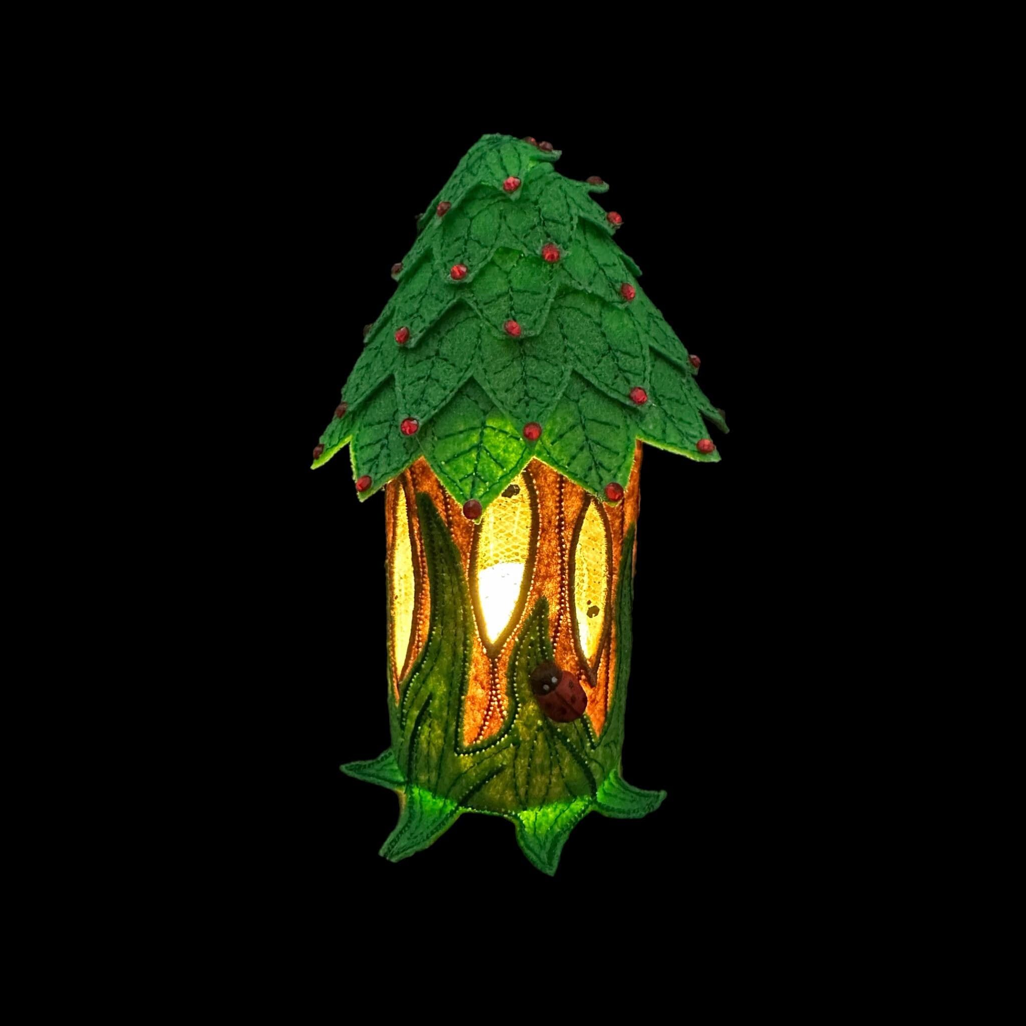 Tree Trunk Tea Light Fairy House — image 3