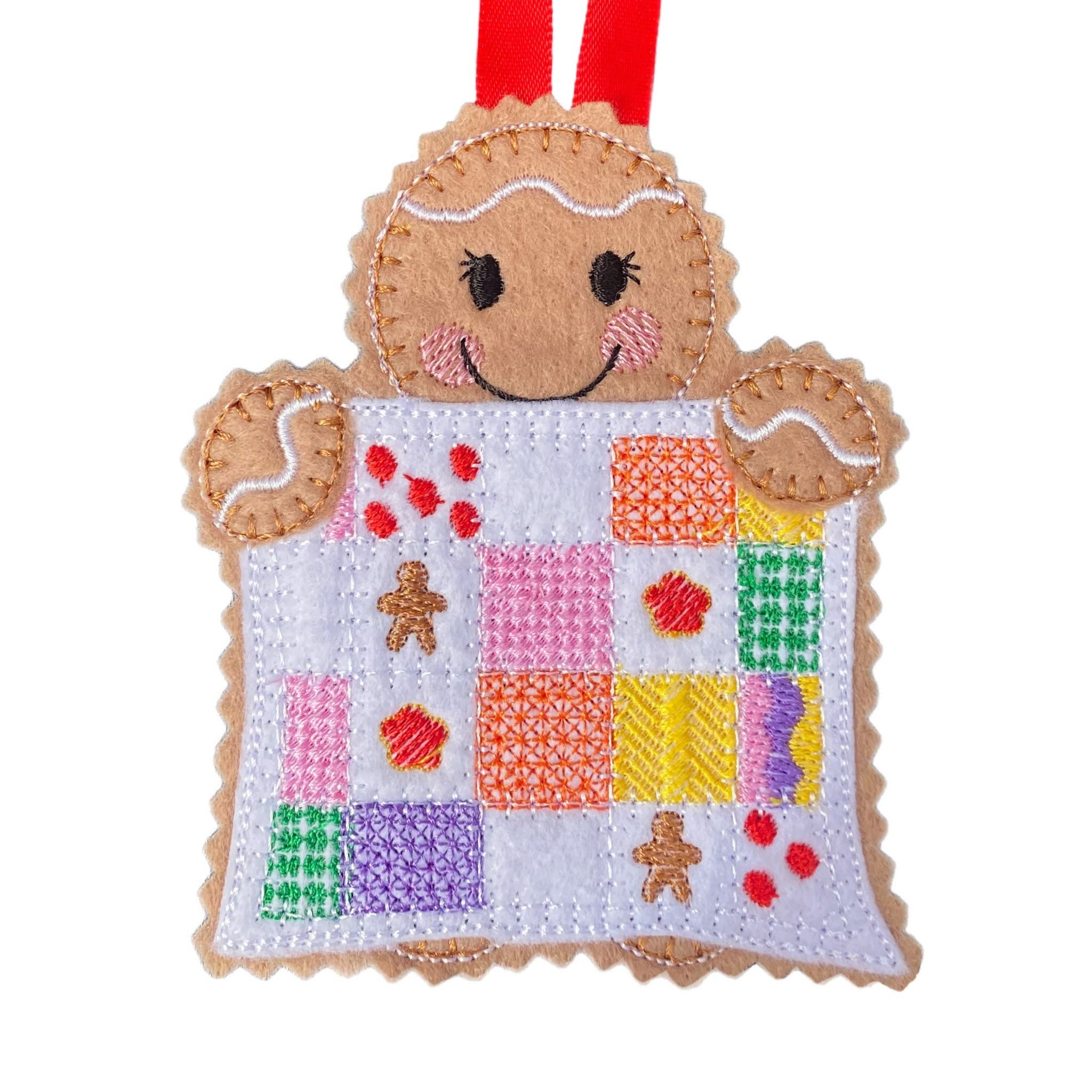 Quilter / Quilt Maker Gingerbread Man Felt Decoration — image 2