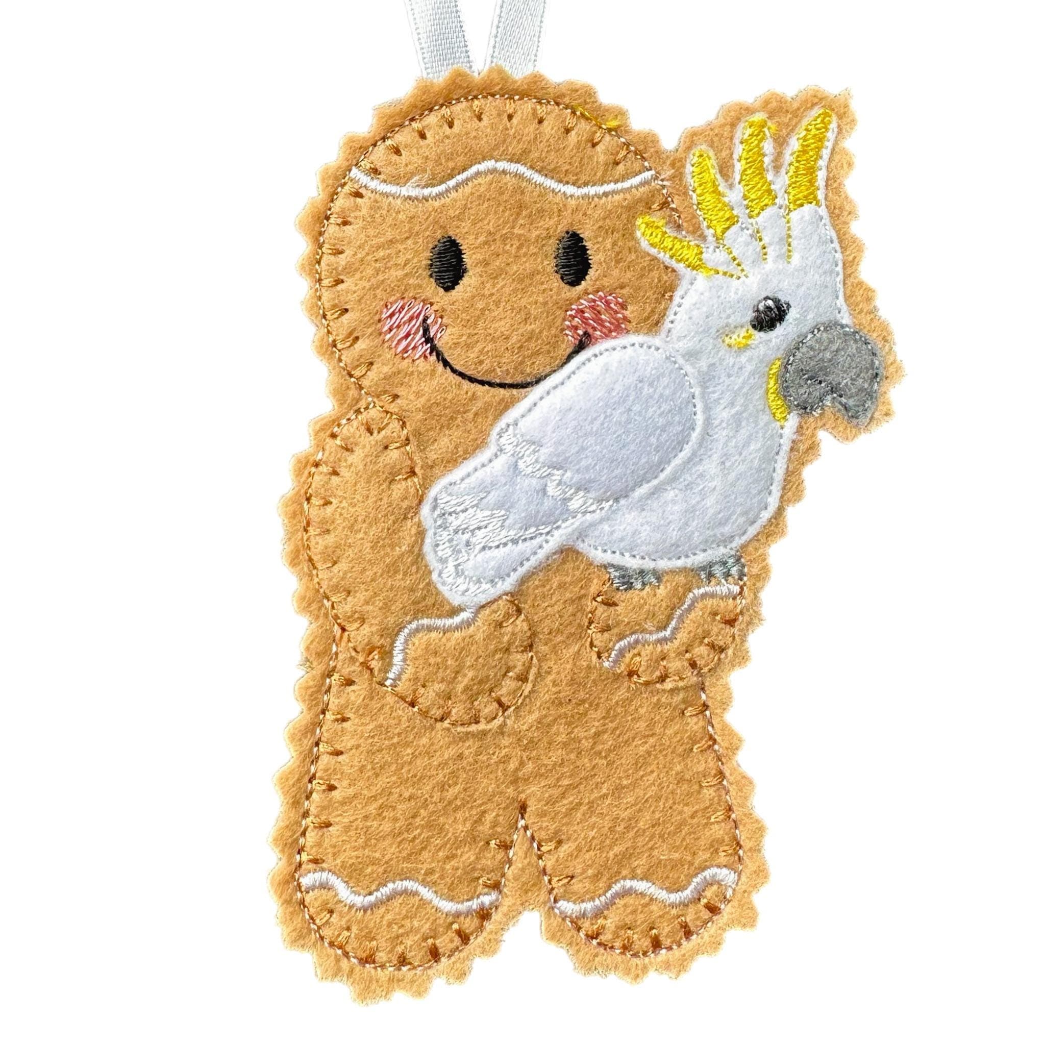 Cockatoo Gingerbread Felt Decoration – Bird Lover Gift — image 2