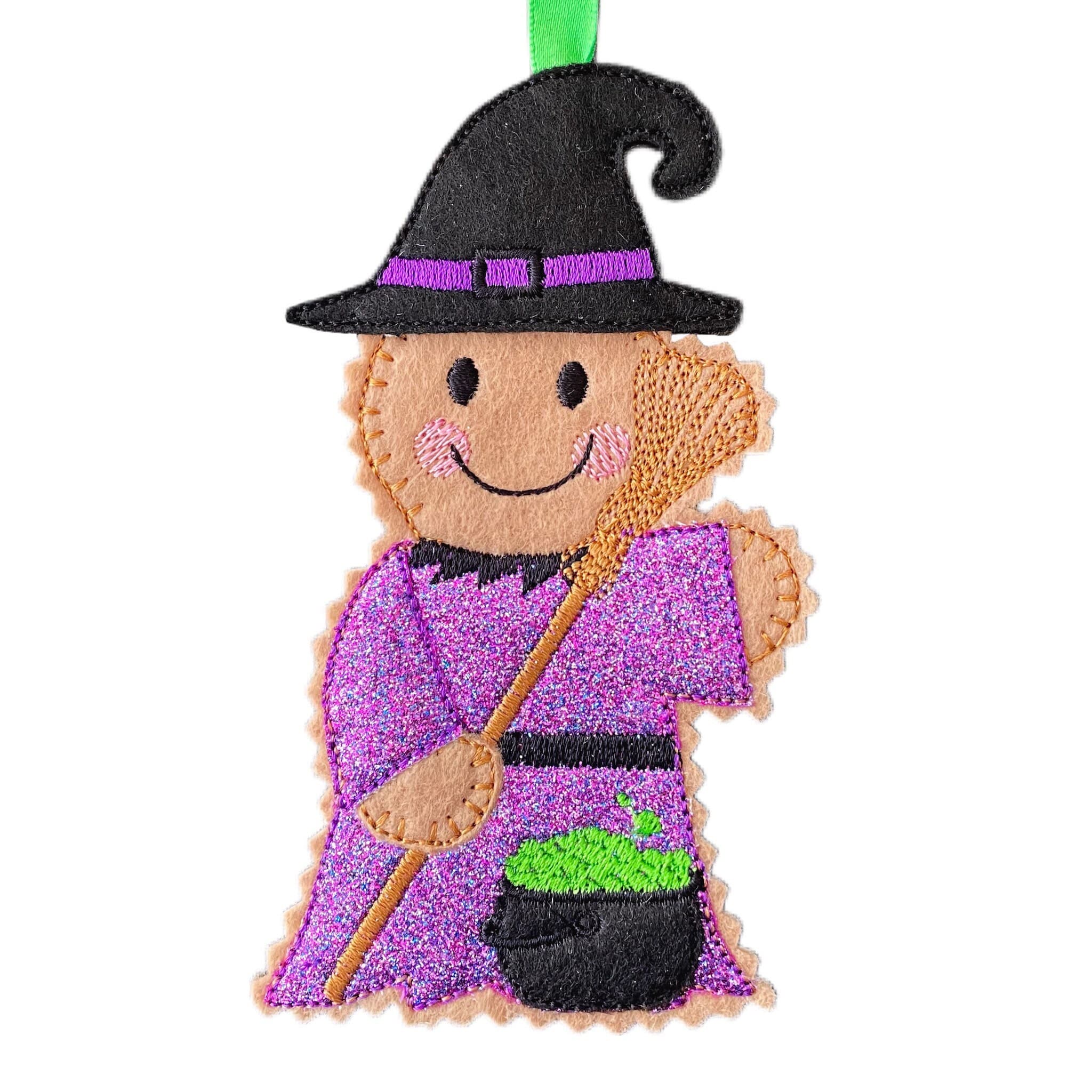 Witch Gingerbread Man Felt Decoration — image 2