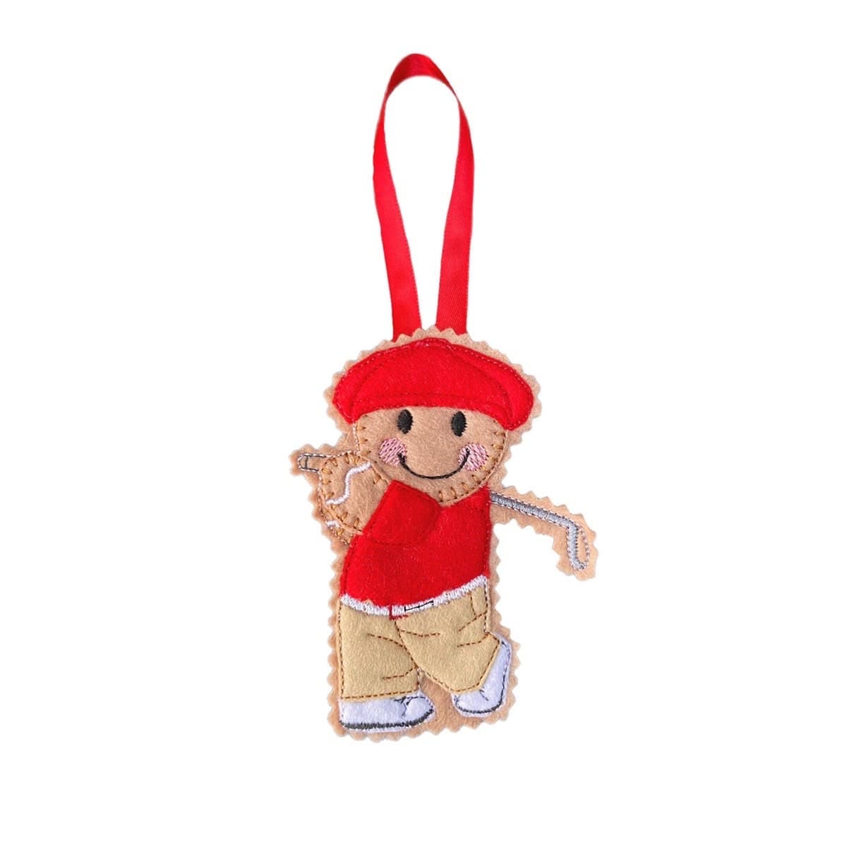 Golfer Gingerbread Man Felt Decoration