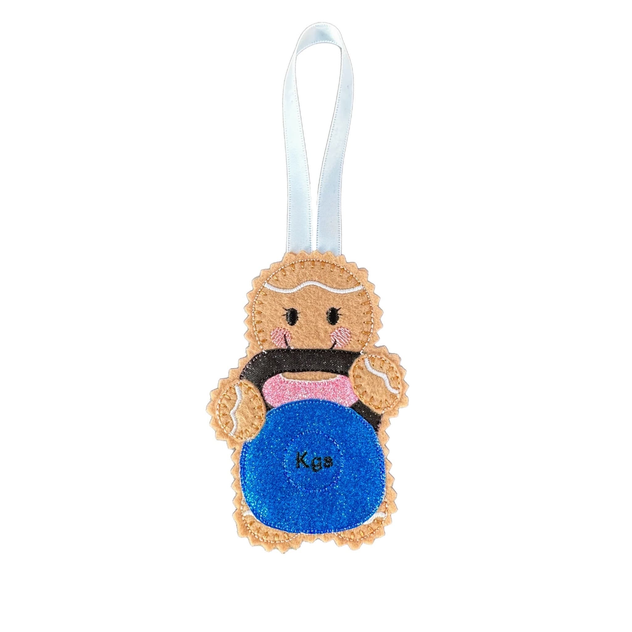 Kettle Bell / Gym Personal Trainer Gingerbread Man Felt Decoration