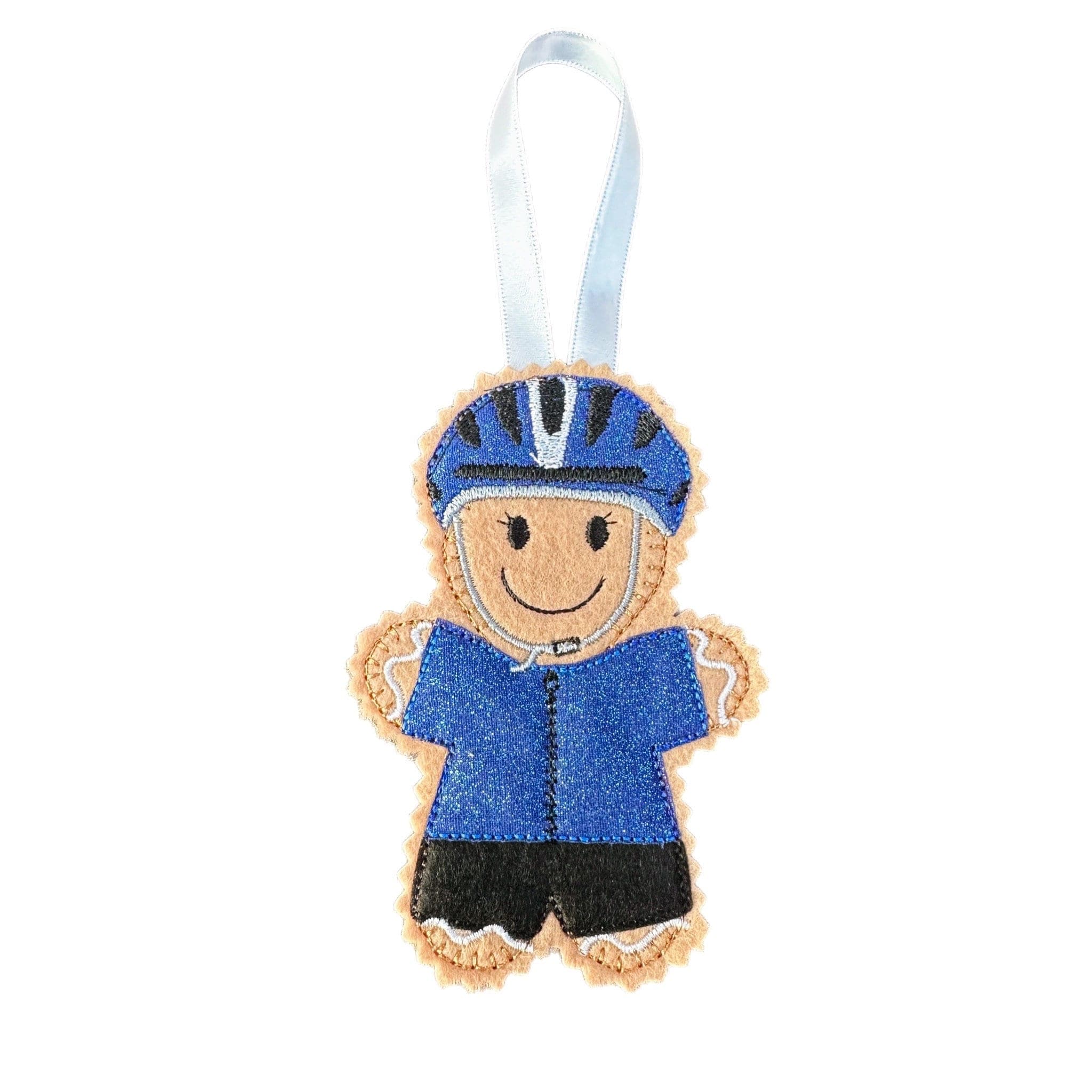 Cyclist Gingerbread Man Felt Decoration