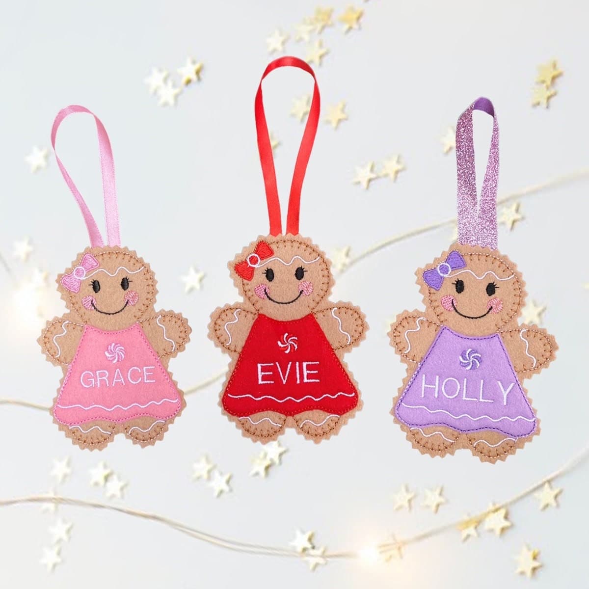 Christmas Personalised Girl Gingerbread Man Felt Decoration