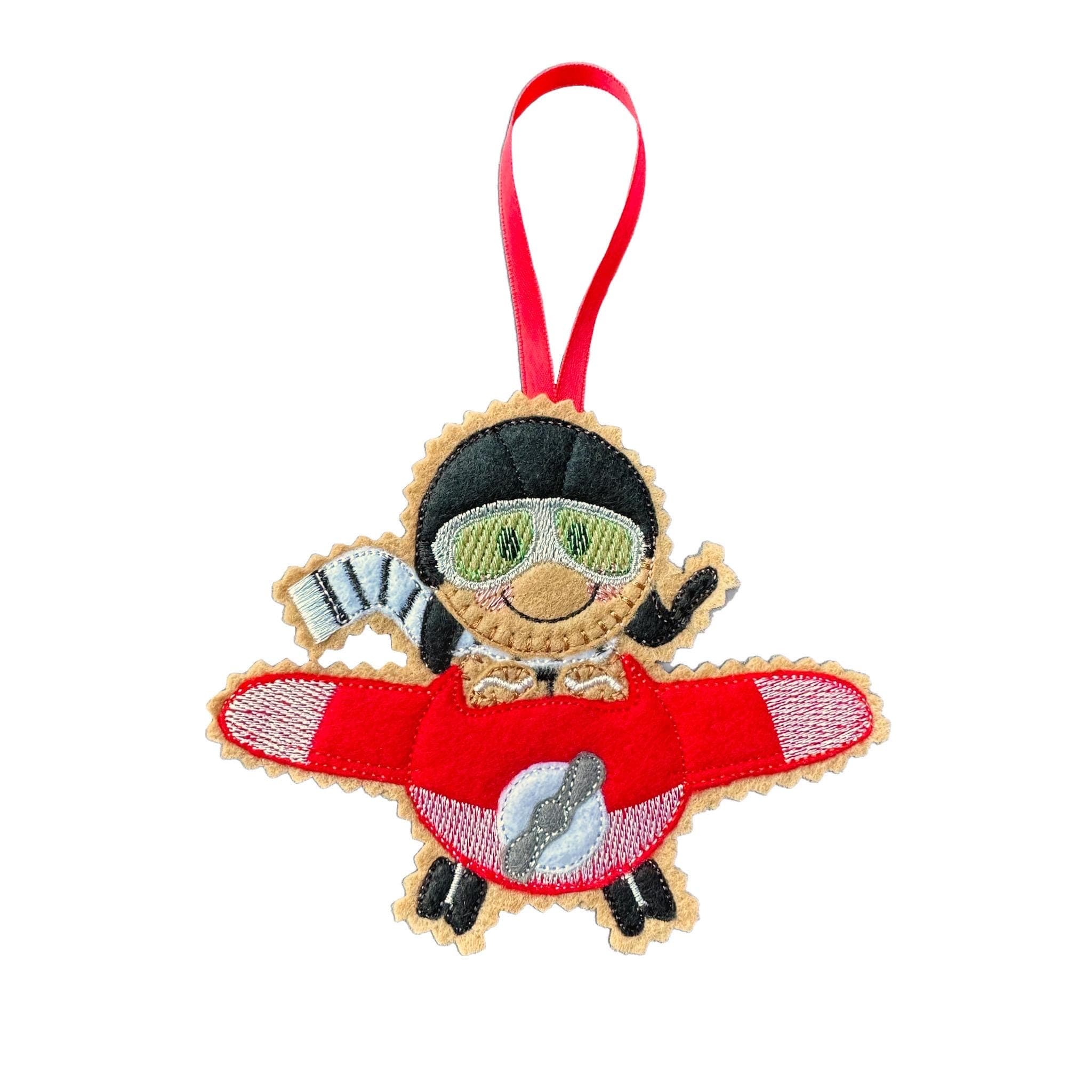 Aviator Pilot Gingerbread Man Felt Decoration — image 2