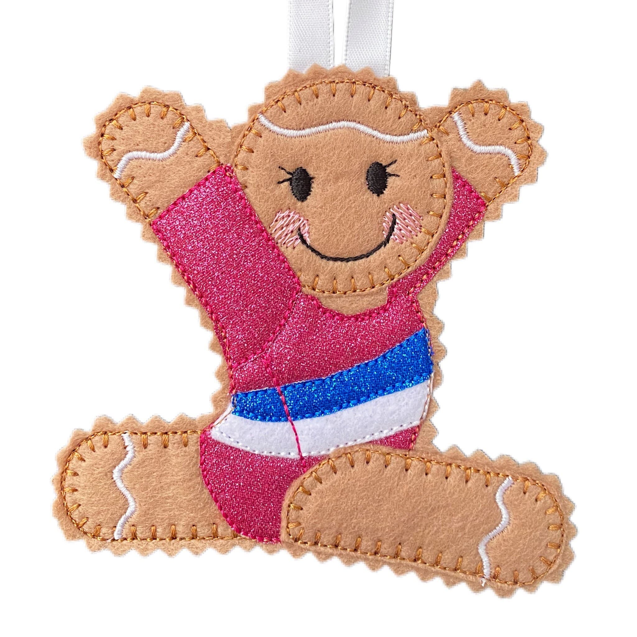 Gymnast Gingerbread Man Felt Decoration — image 2