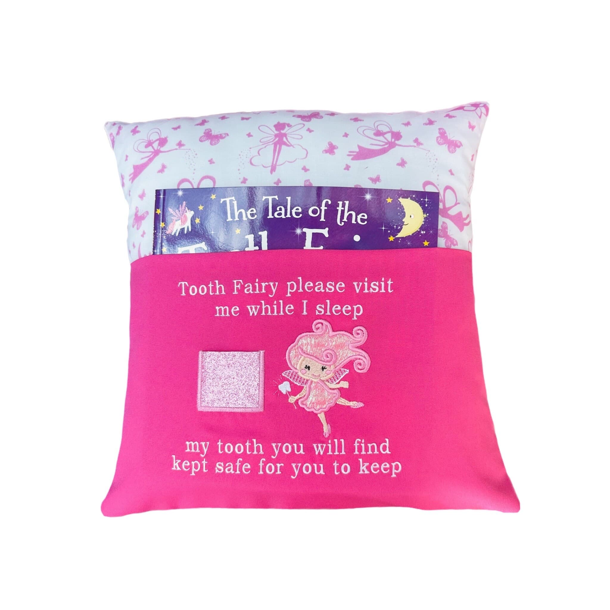 Handmade Tooth Fairy Pillow with Pocket, Embroidered Applique — image 2
