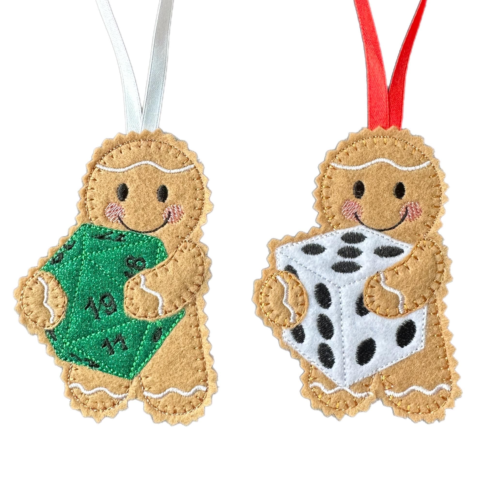 Gingerbread Dice Decoration – Felt Hanging Ornament