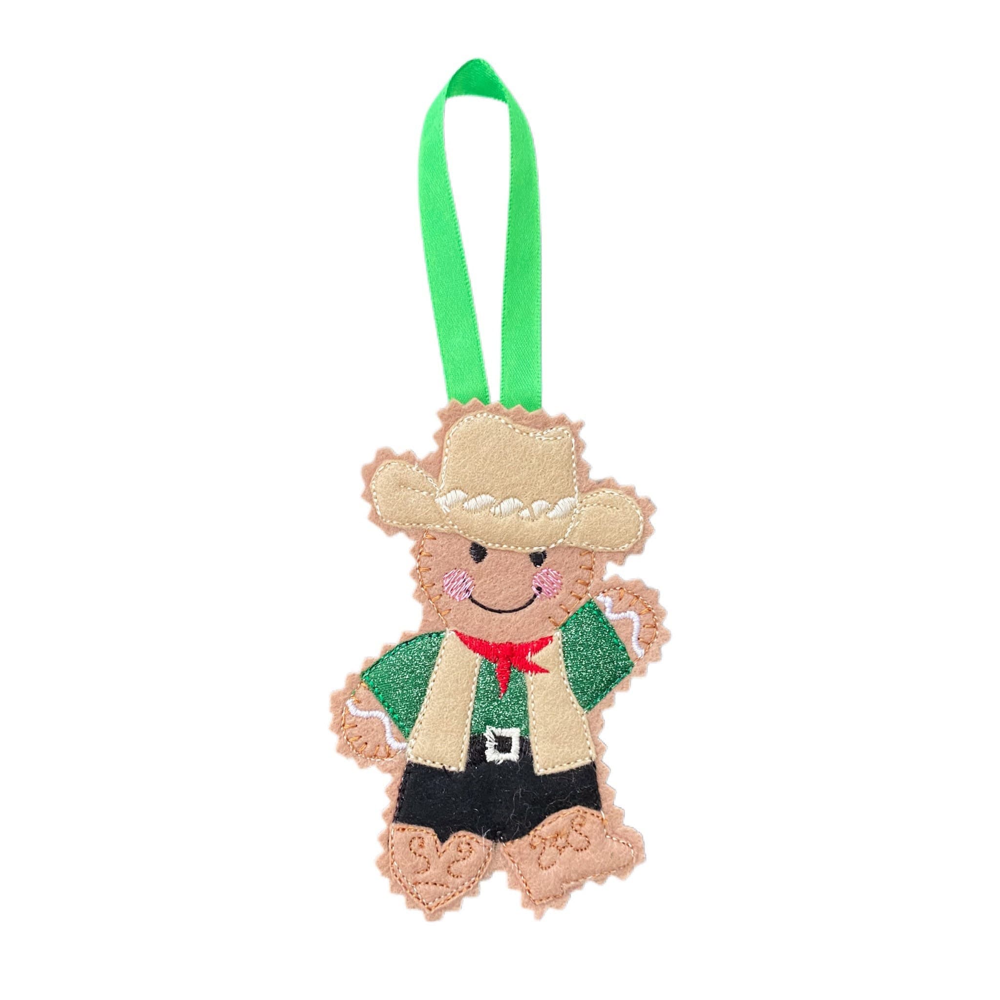 Cowboy / Line Dancer Gingerbread Man Felt Decoration