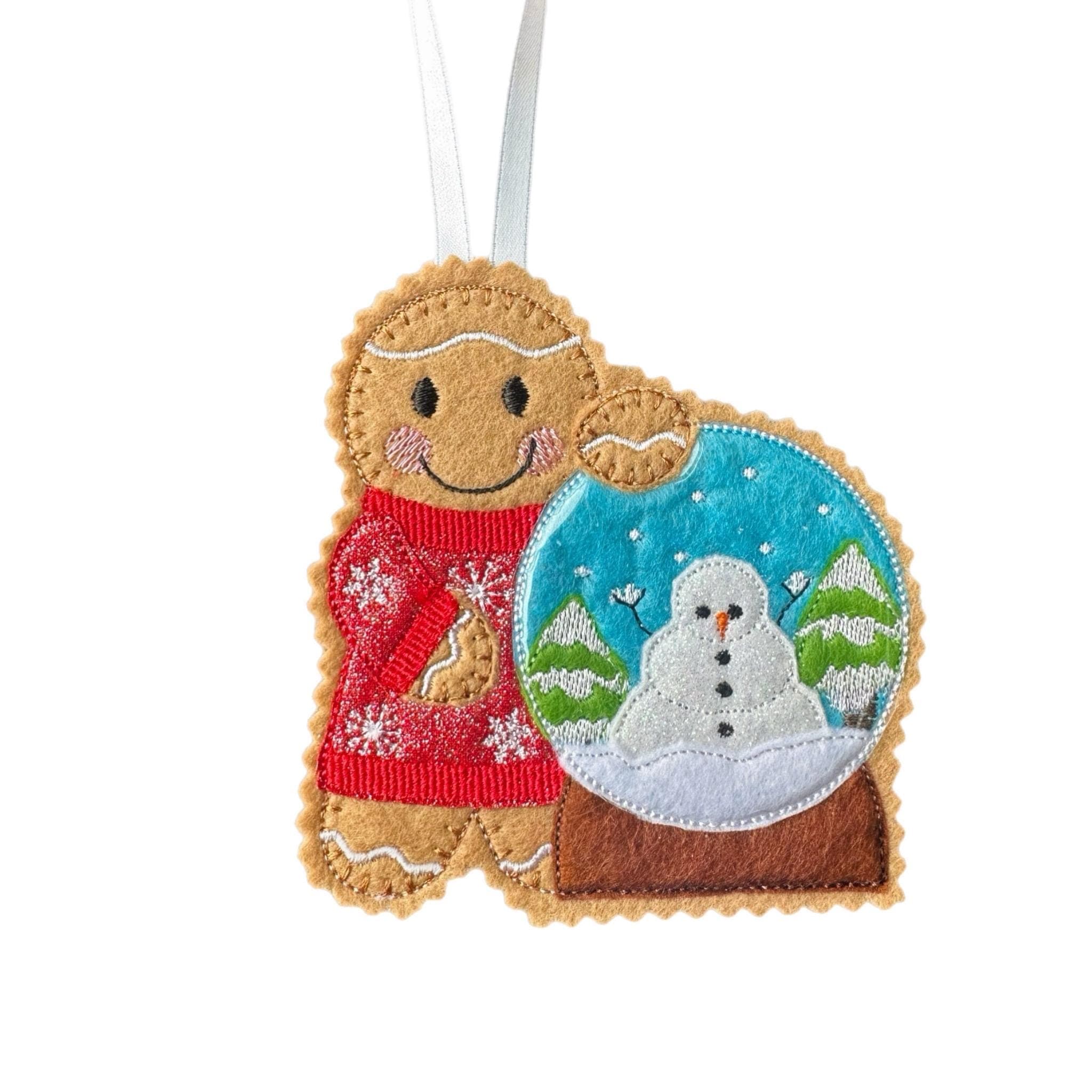 Snow Globe Gingerbread Handmade Felt Ornament: Christmas Tree Decor — image 7