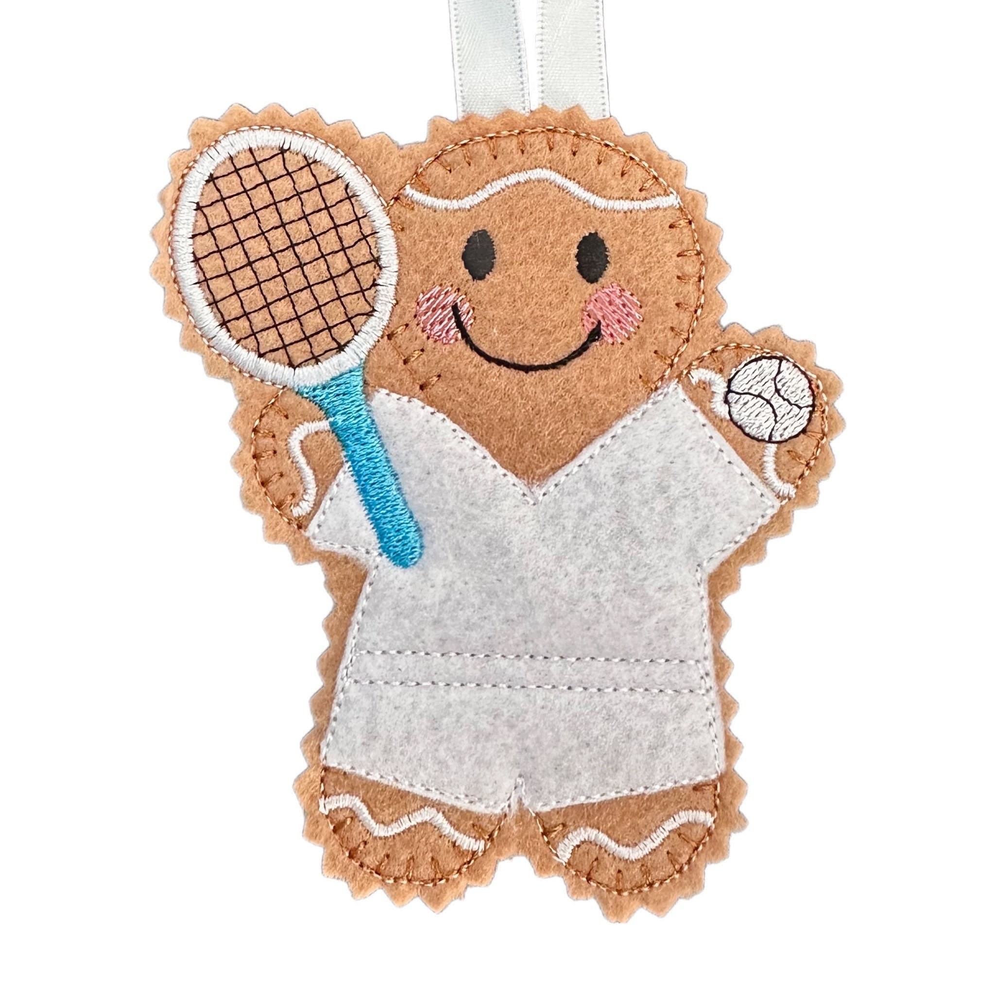 Tennis Player Gingerbread Man Felt Decoration — image 2