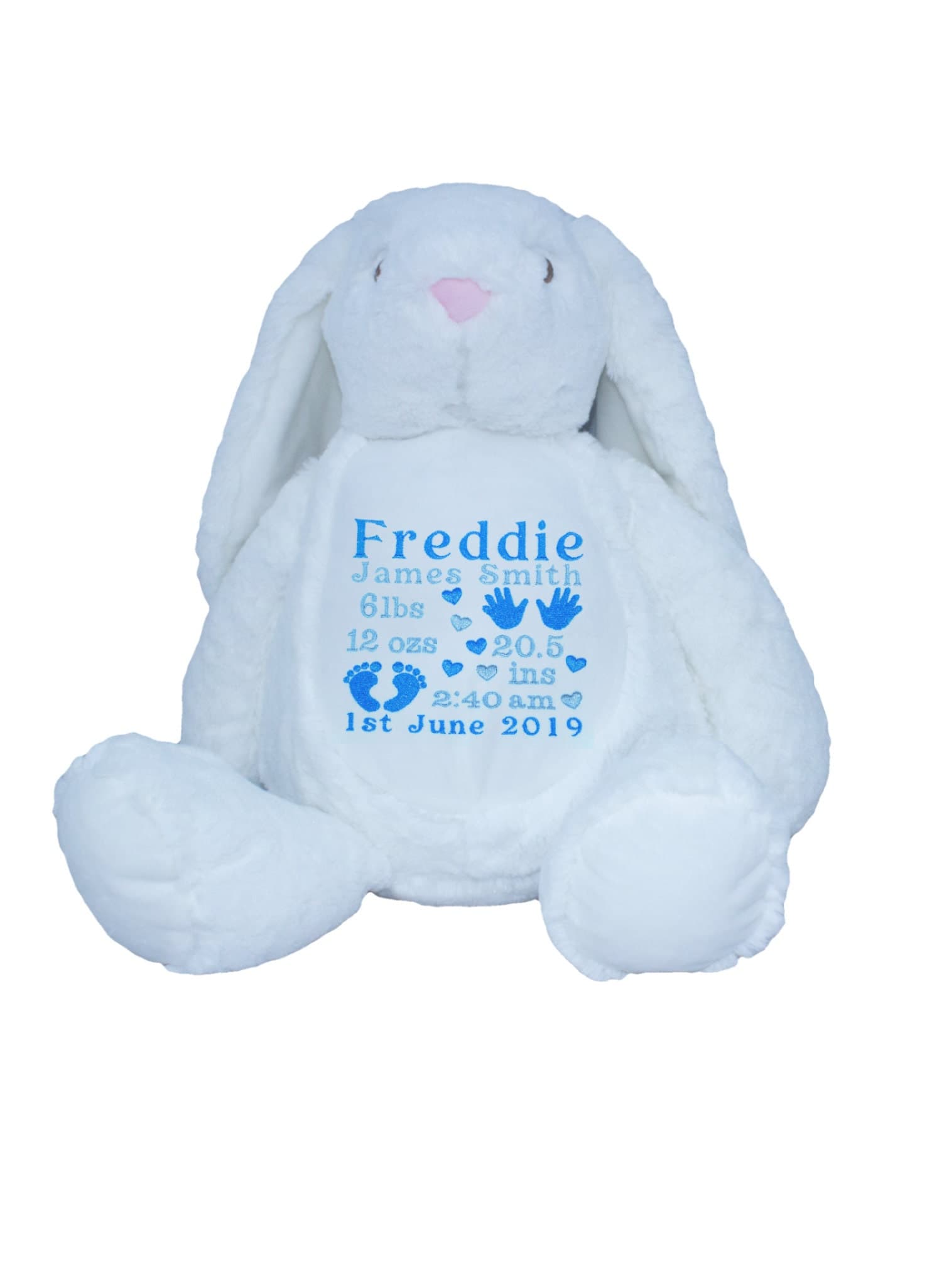 Bunny Rabbit Personalised Soft Toy,  Personalised Embroidered Teddy, Custom bear, girl / boy birthday gift. — image 4