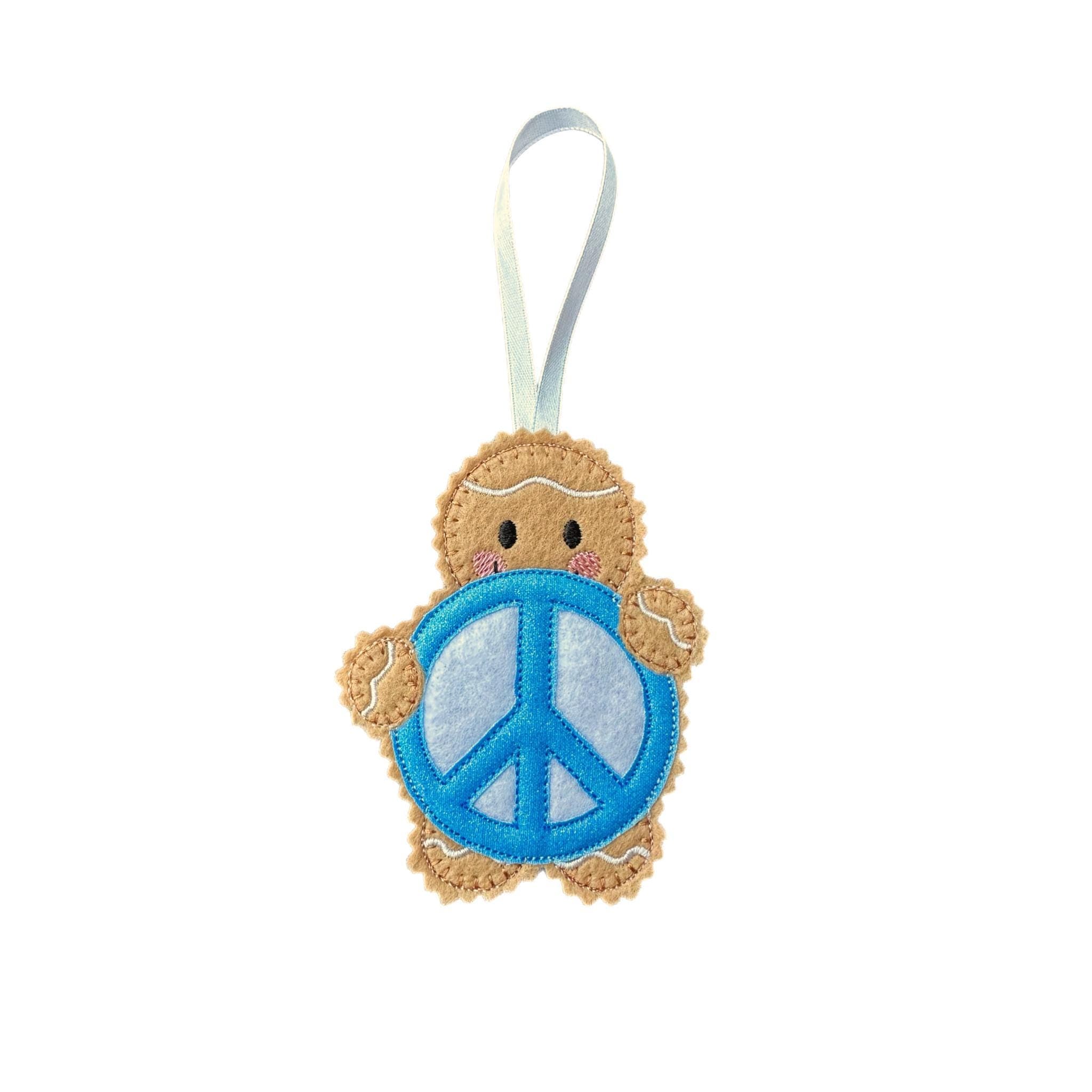 Peace Symbol Gingerbread Man Felt Decoration
