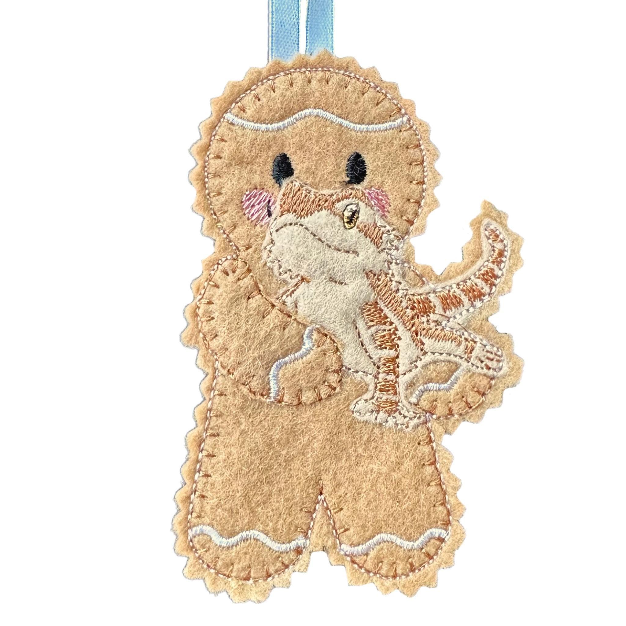 Pet Bearded Dragon Gingerbread Man Felt Decoration — image 3