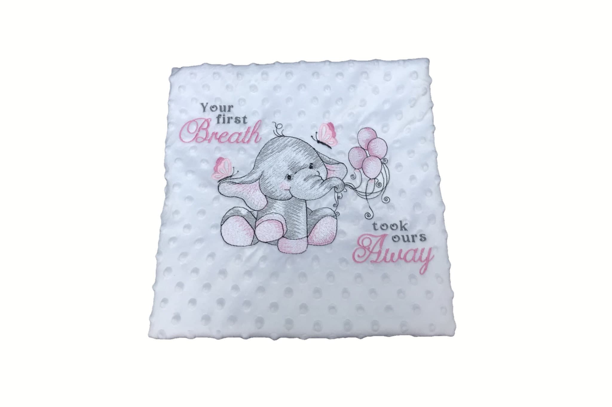 Embroidered Elephant Baby Blanket: Personalized Sensory Keepsake