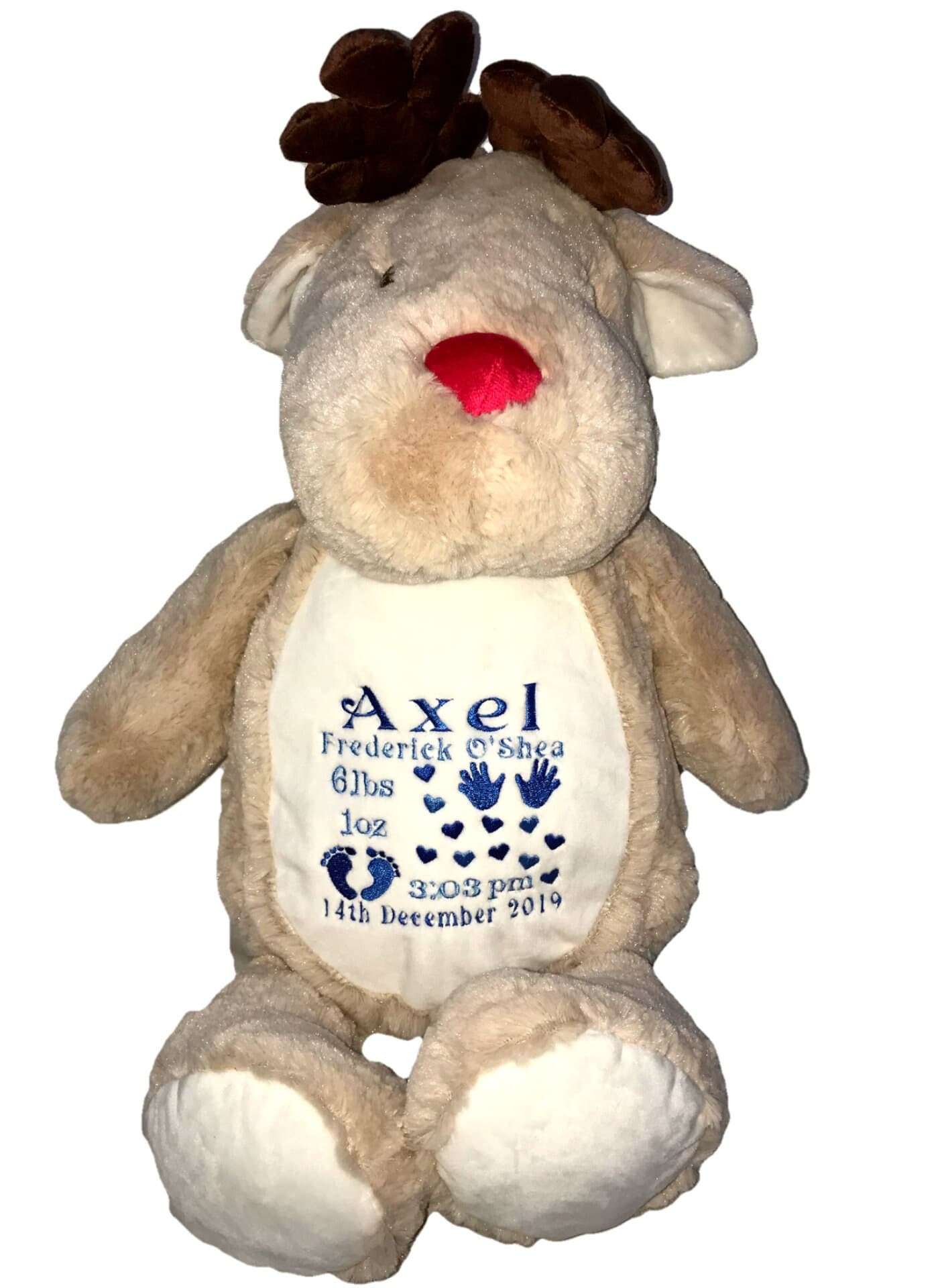 Rudolph Reindeer Personalised Soft Toy,  Personalised Embroidered Teddy, Custom bear, girl / boy Christmas gift. — image 3
