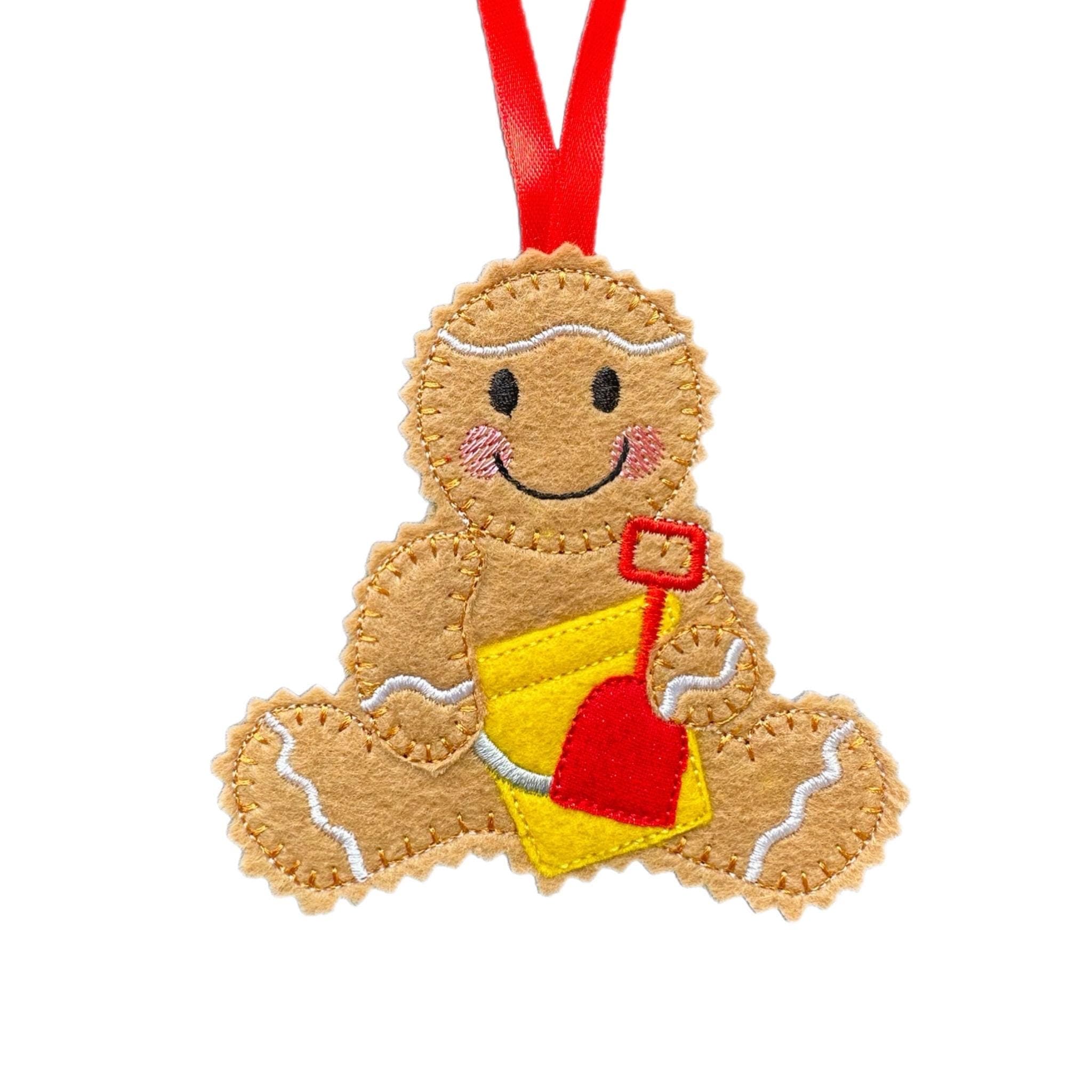 Beach Gingerbread Felt Ornament: Bucket & Spade Seaside Keepsake