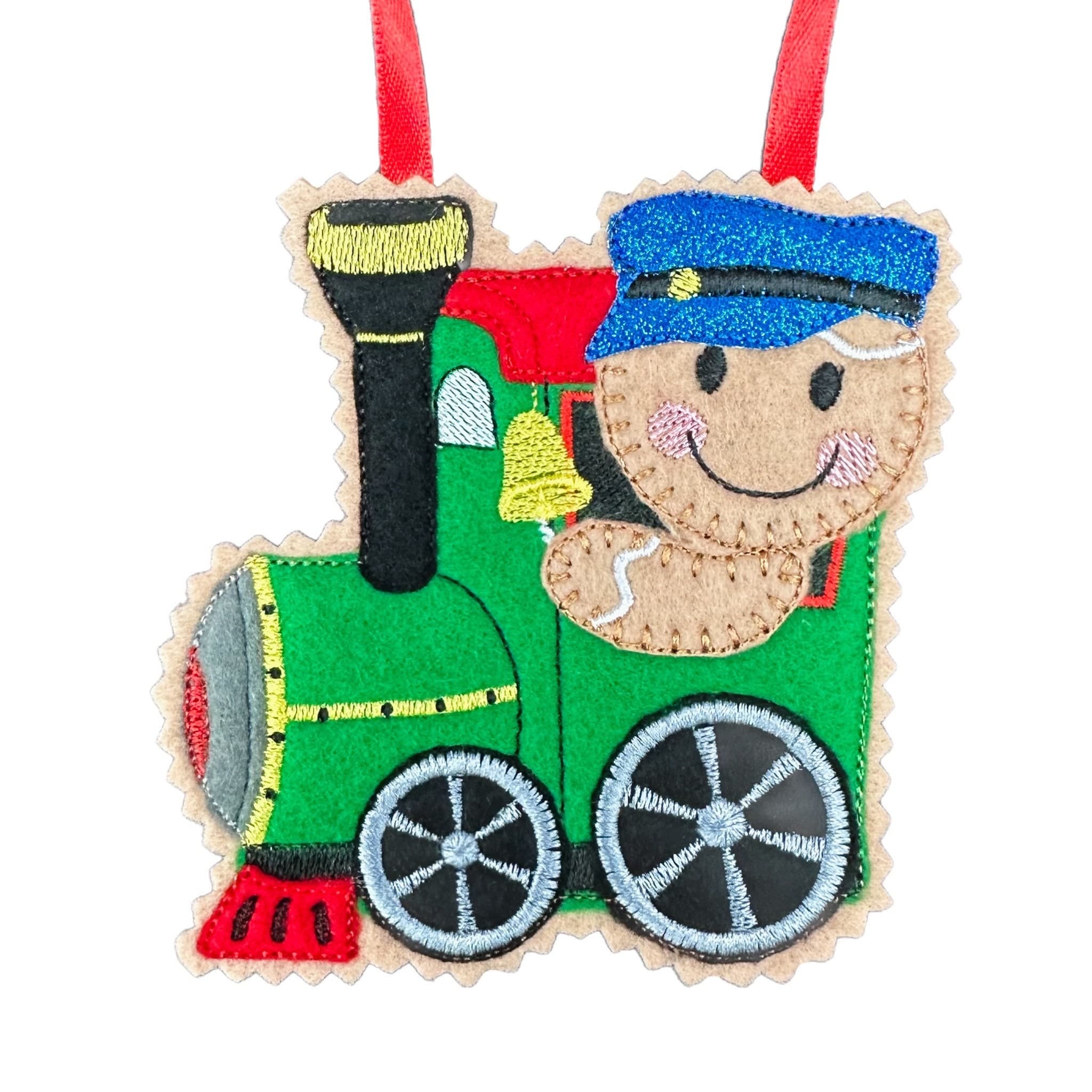 Steam Engine / Train Driver Gingerbread Man Felt Decoration — image 2