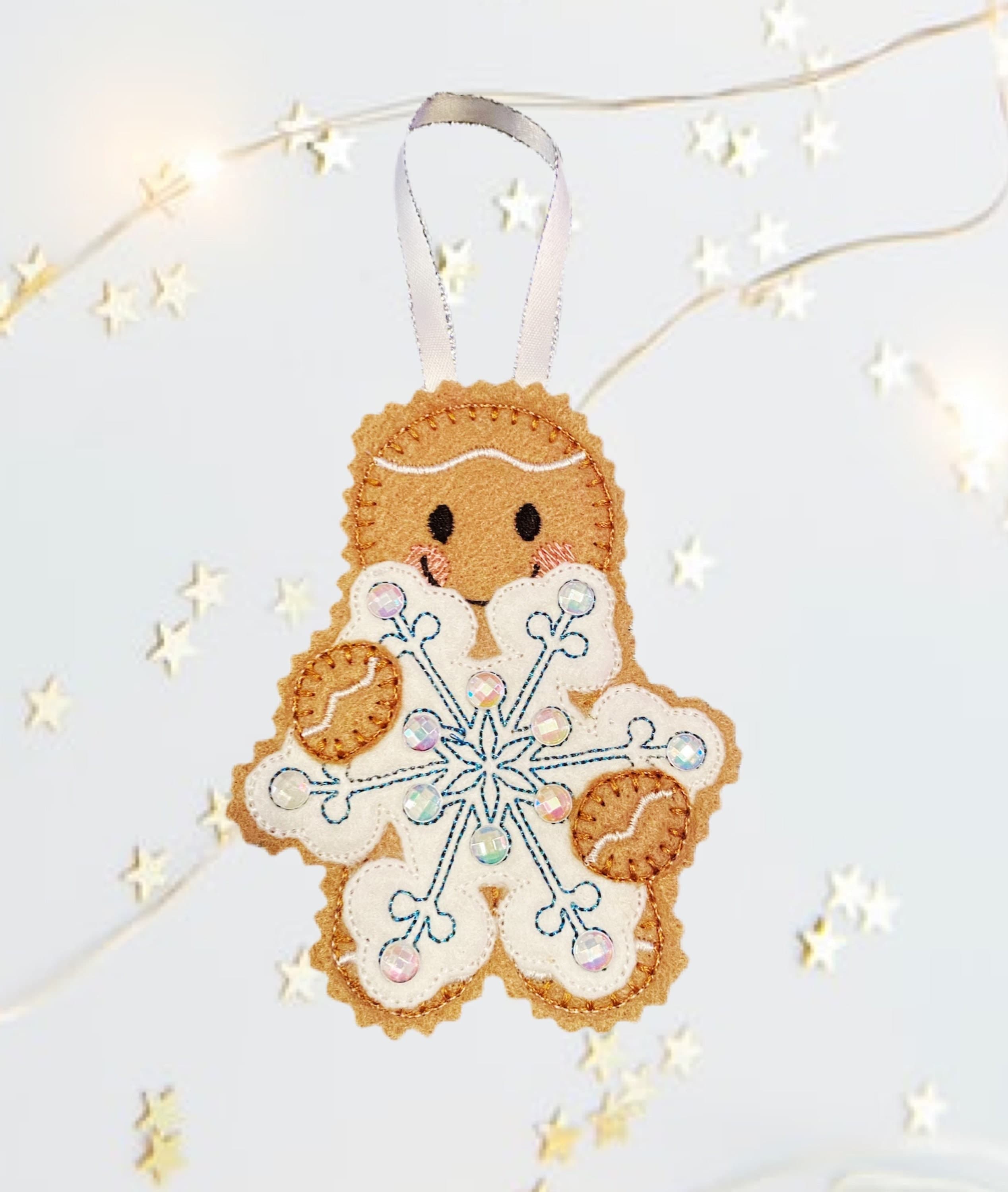 Snowflake Gingerbread Man Felt Christmas Decoration