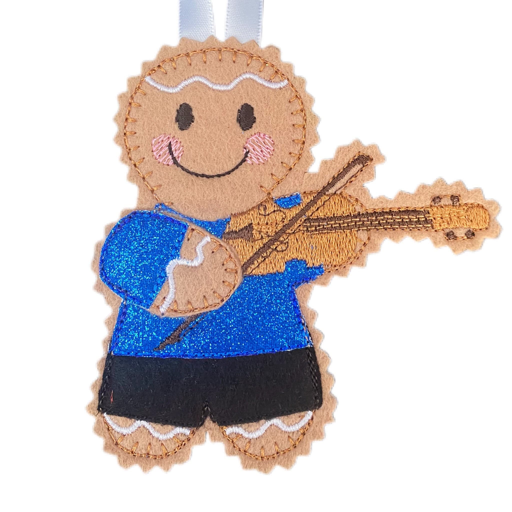 Violinist / Musician Gingerbread Man Felt Decoration — image 2