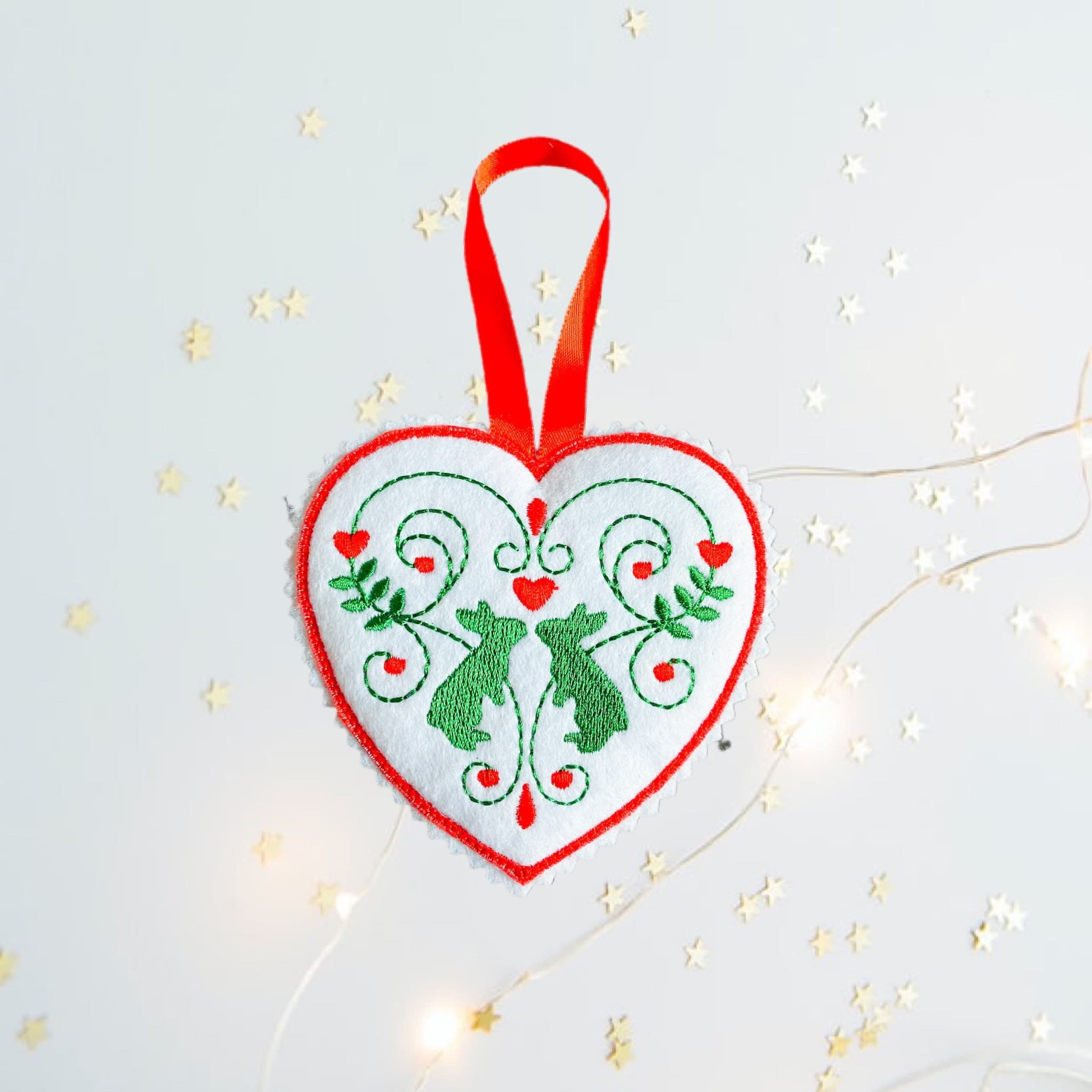 Bunnies Felt Heart Decoration