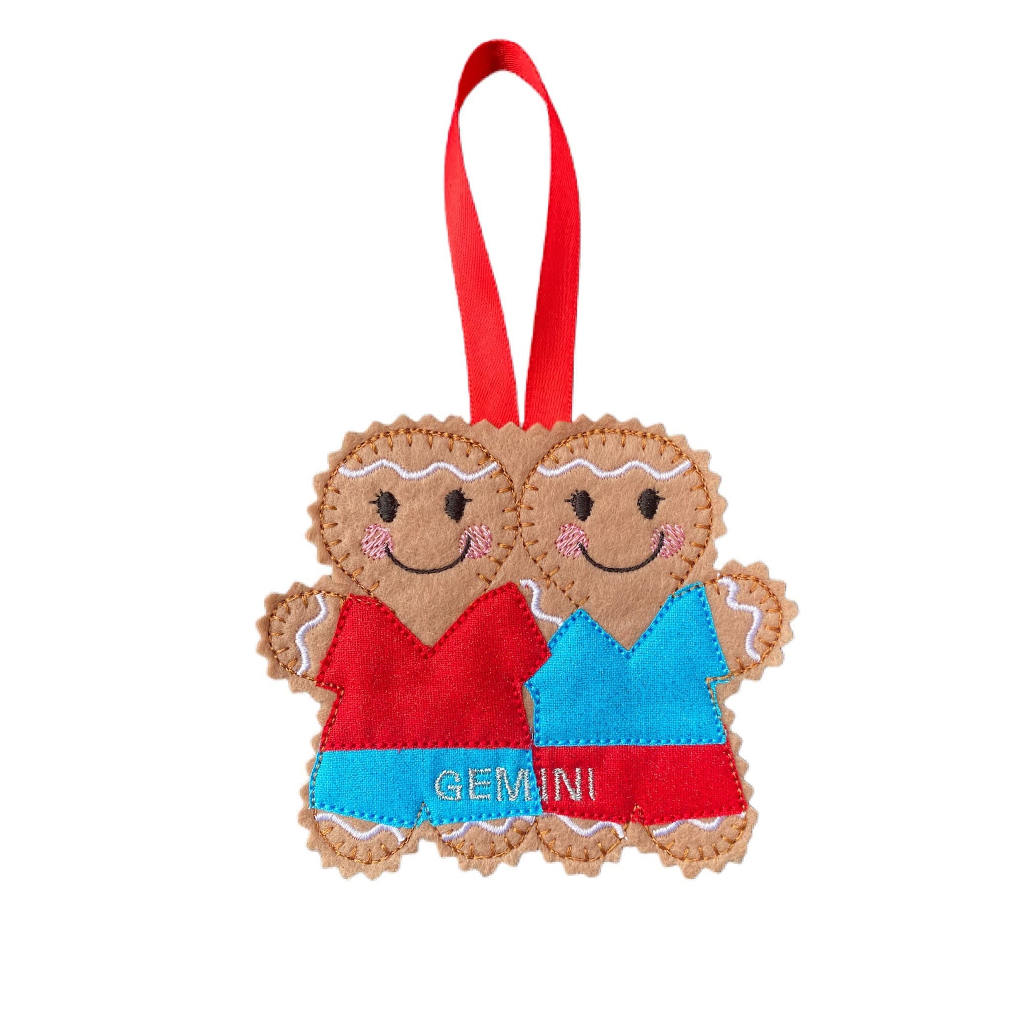 Horoscope Gemini Starsign Gingerbread Man Felt Decoration