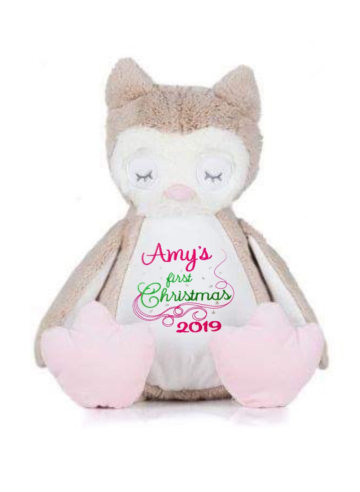Owl Personalised Soft Toy,  Personalised Embroidered Teddy, Custom bear, girl / boy birthday gift. — image 4