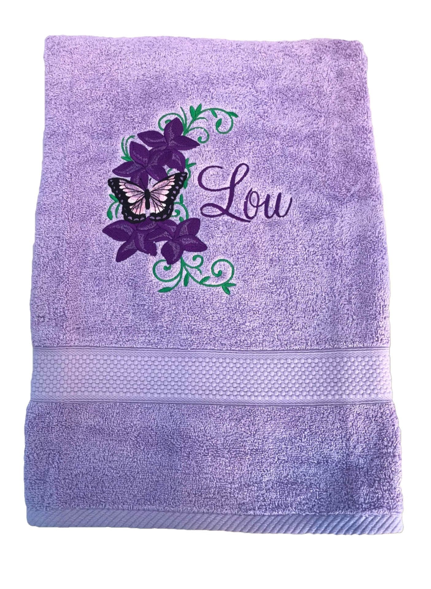 Personalized Lilac Towel Set: Embroidered Butterfly Floral Design — image 5
