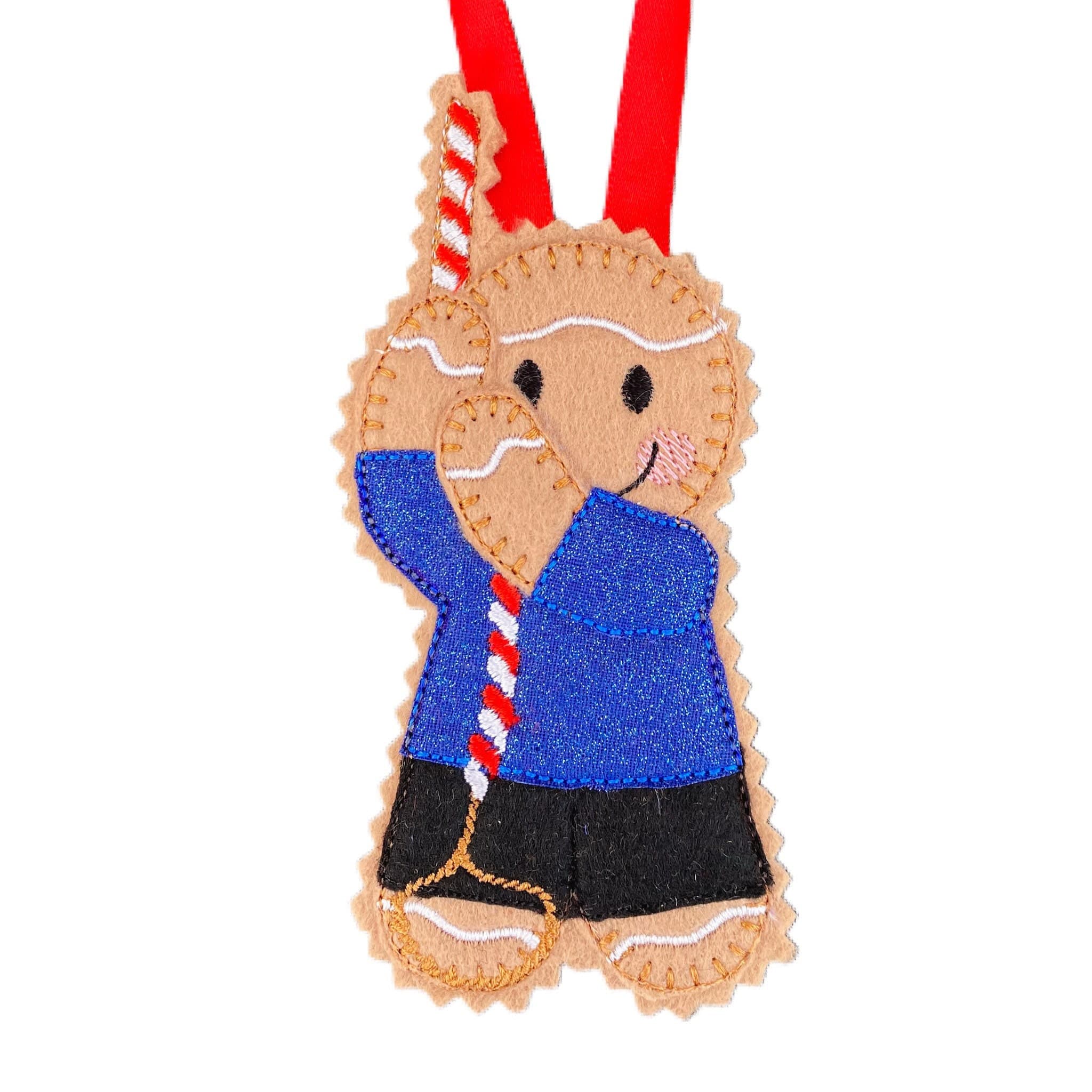Church Bell Ringer / Campanologist Gingerbread Man Felt Decoration — image 2