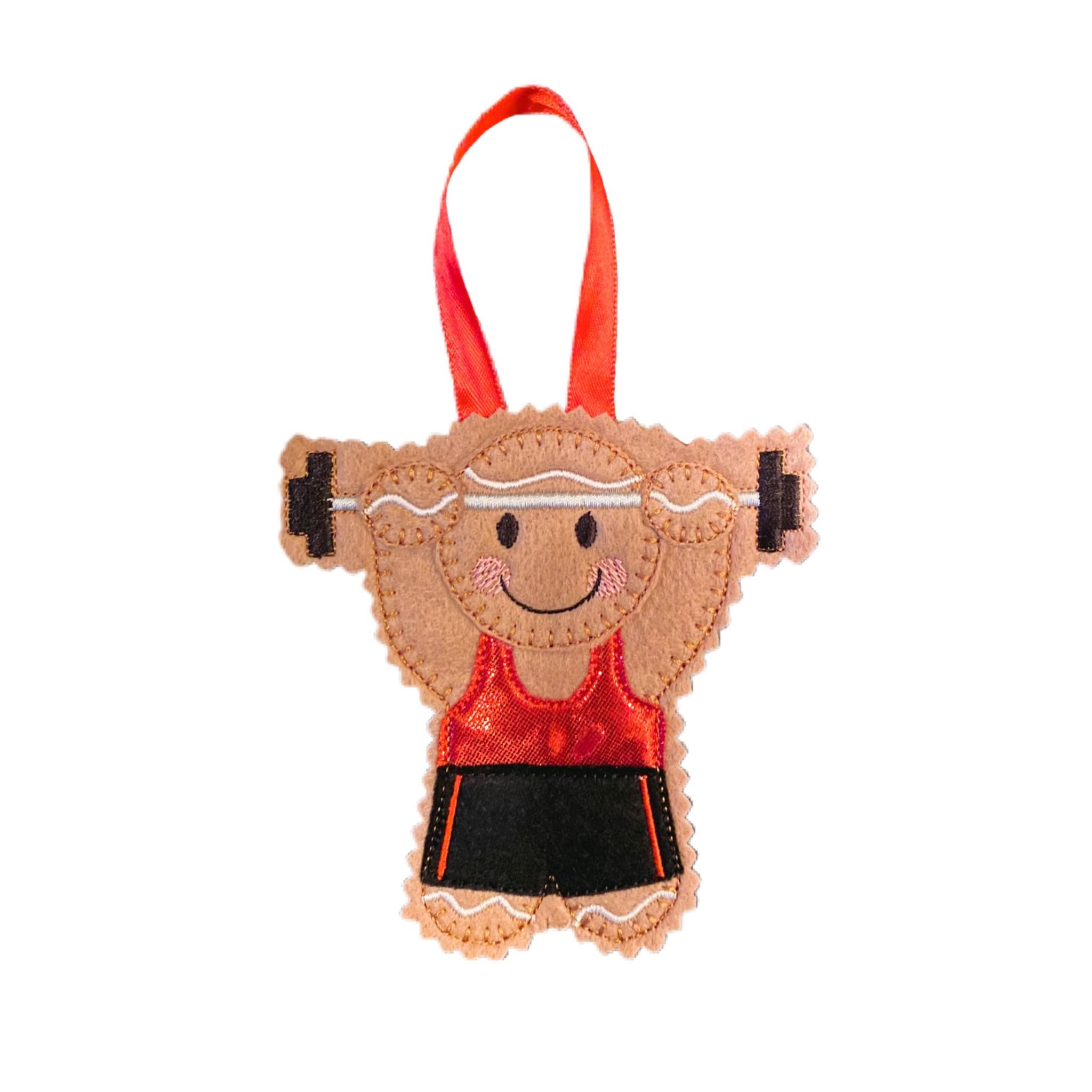 Weight Lifter / Gym Gingerbread Man Felt Decoration