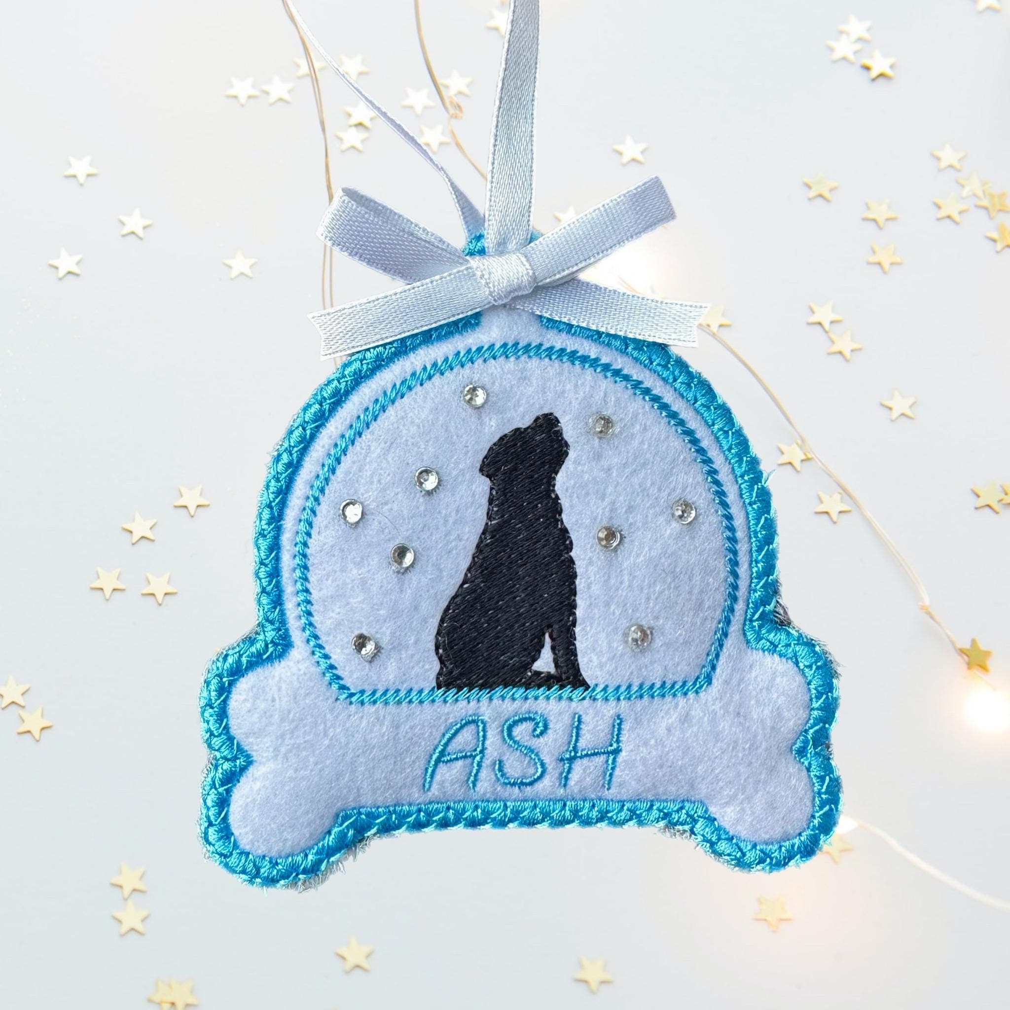 Dog Snow Globe Felt Christmas Bauble Decoration - Personaliseable — image 5