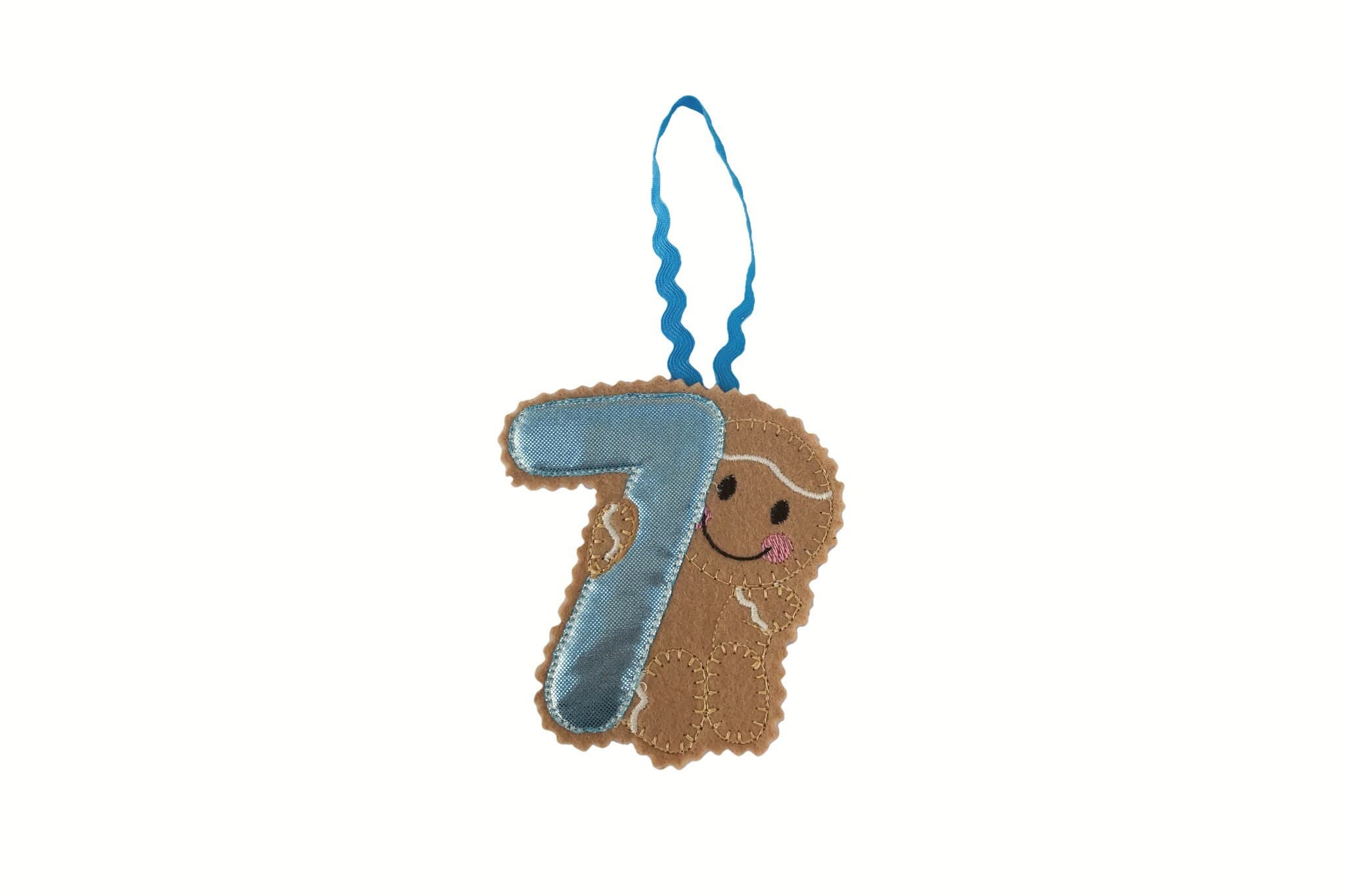 Gingerbread Man Felt Number 7 Decoration: Birthday Age