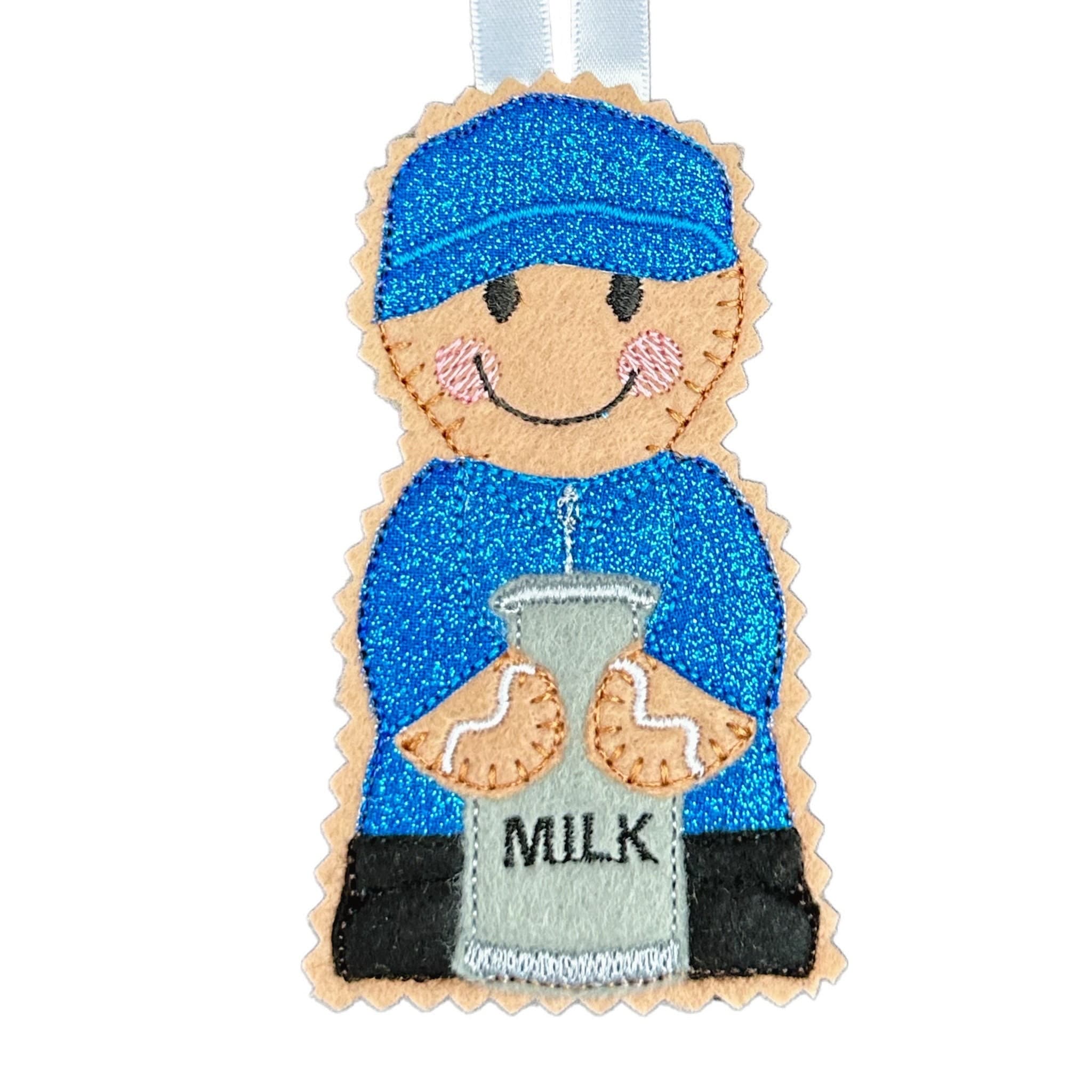 Dairy Farmer Gingerbread Man Felt Decoration — image 2