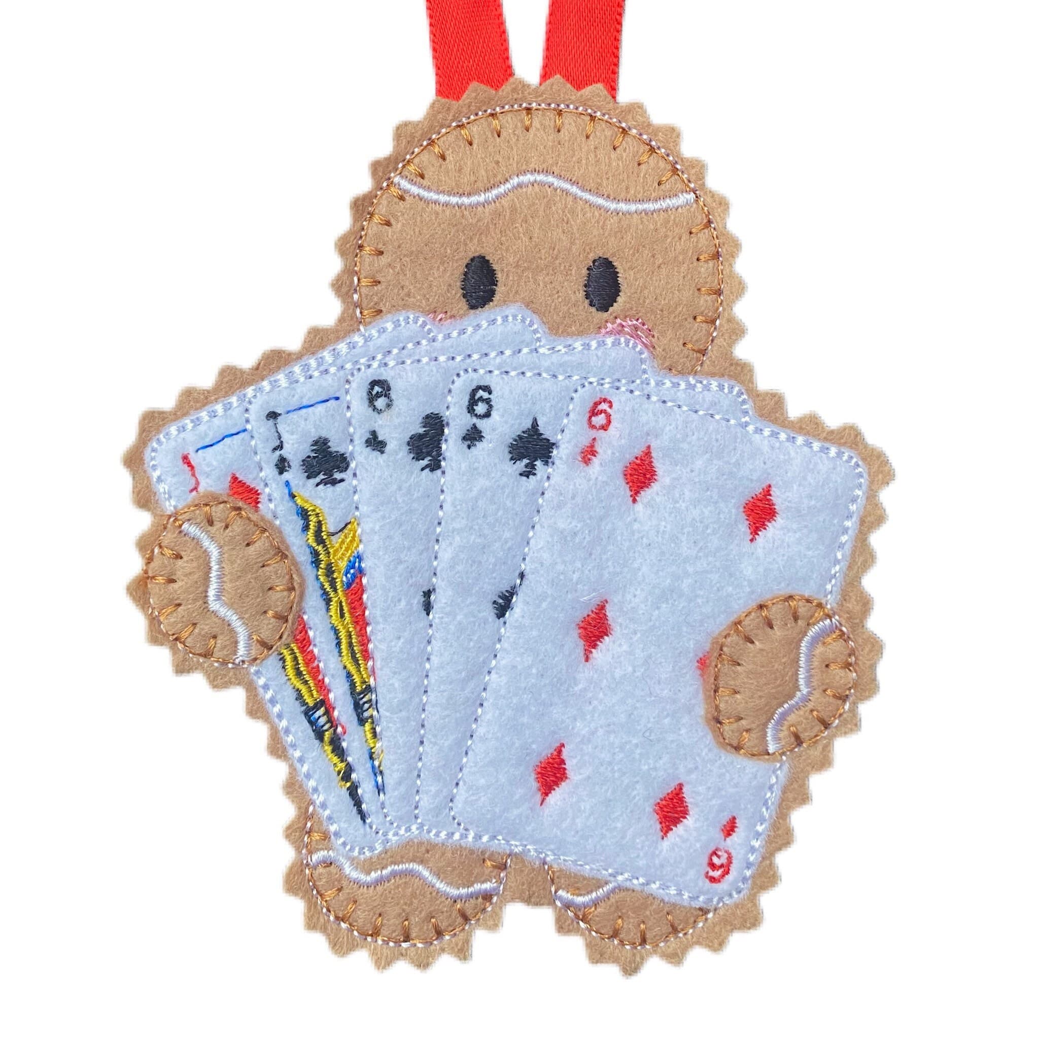 Card Player Gingerbread Man Felt Decoration — image 2