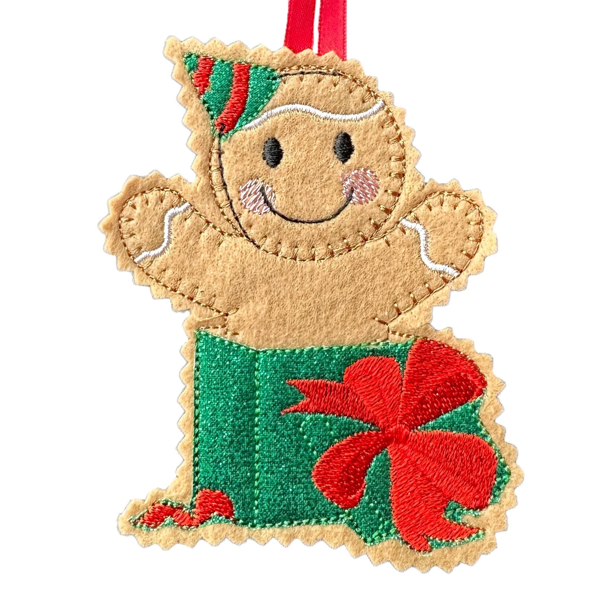 Christmas Surprise Present Gingerbread Man Felt Decoration — image 3