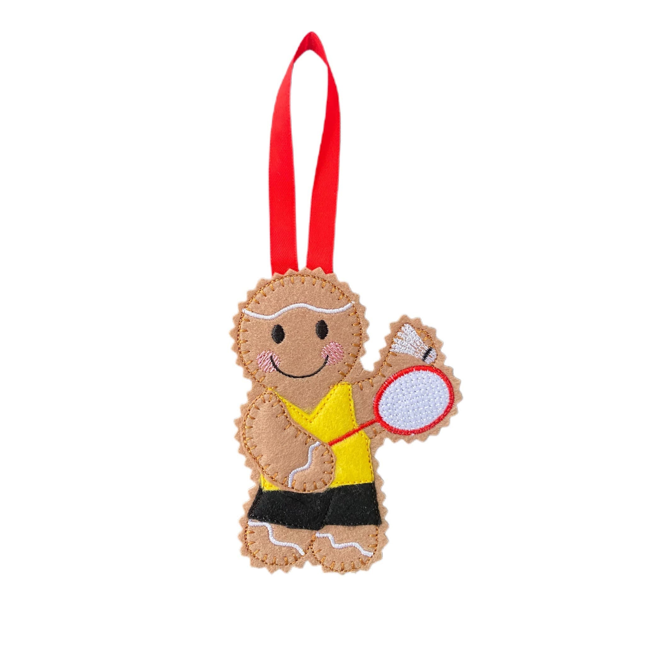 Badminton Player Gingerbread Man Felt Decoration