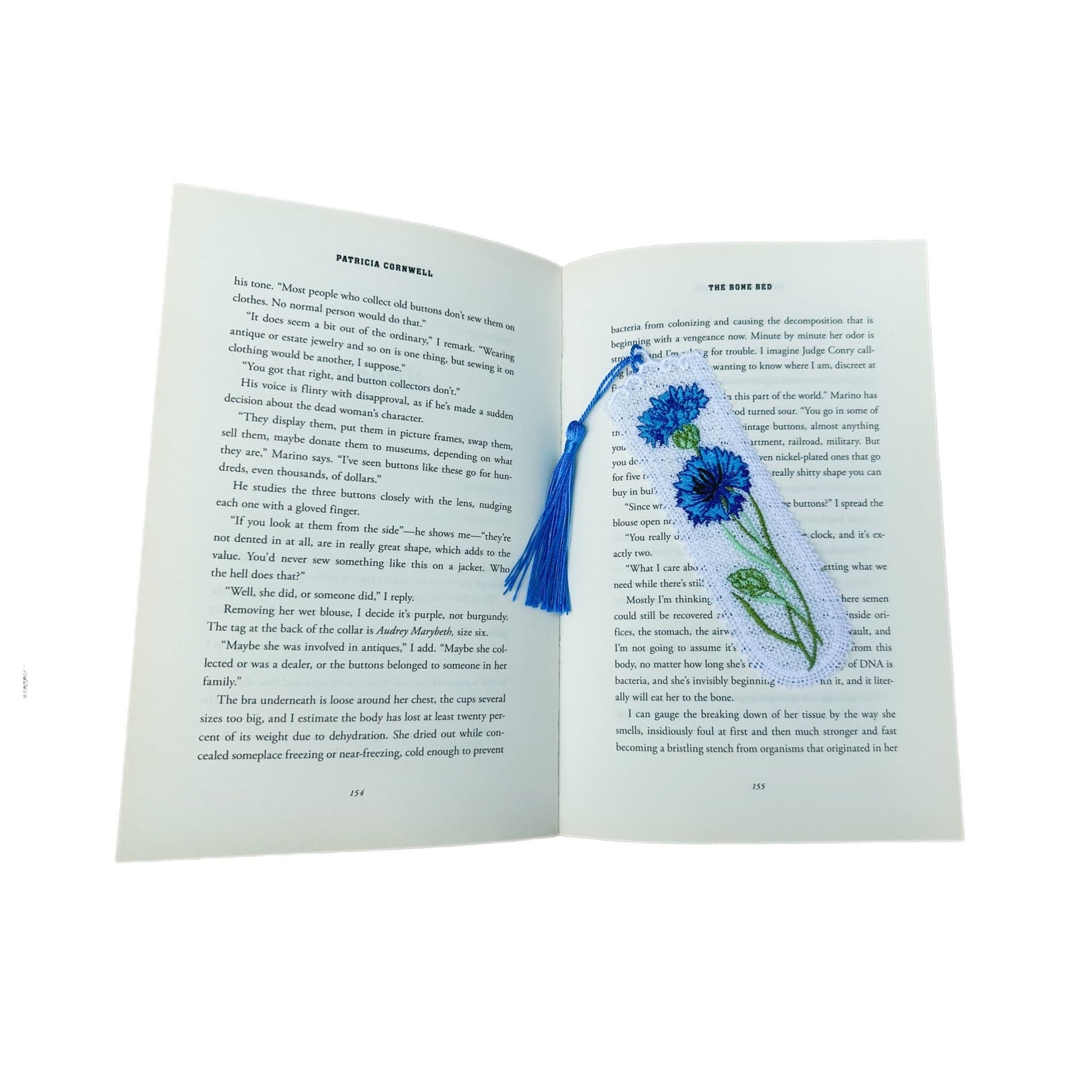 Cornflower Lace Embroidered Bookmark