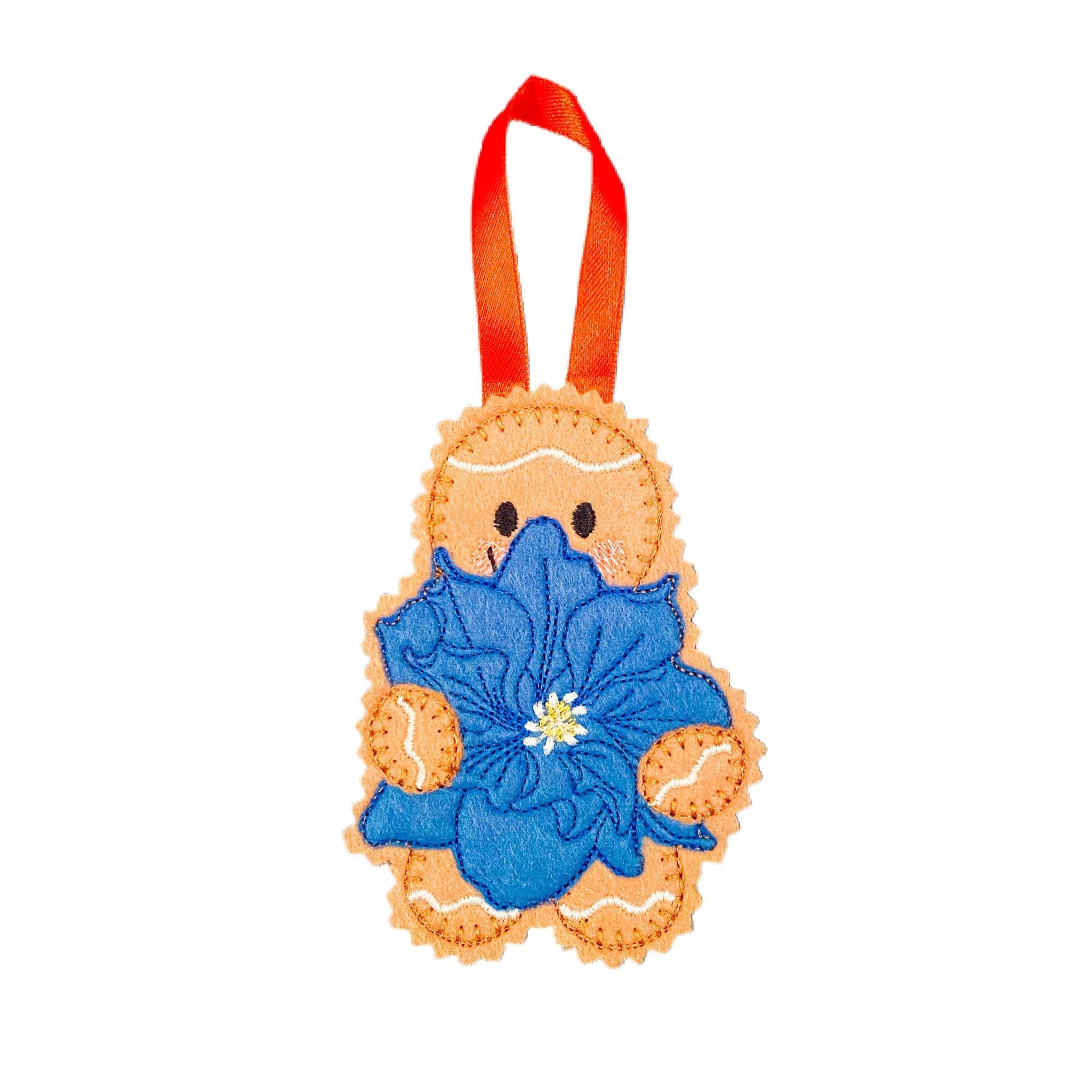 Larkspur - July Birth Month Flower Gingerbread Man Felt Decoration