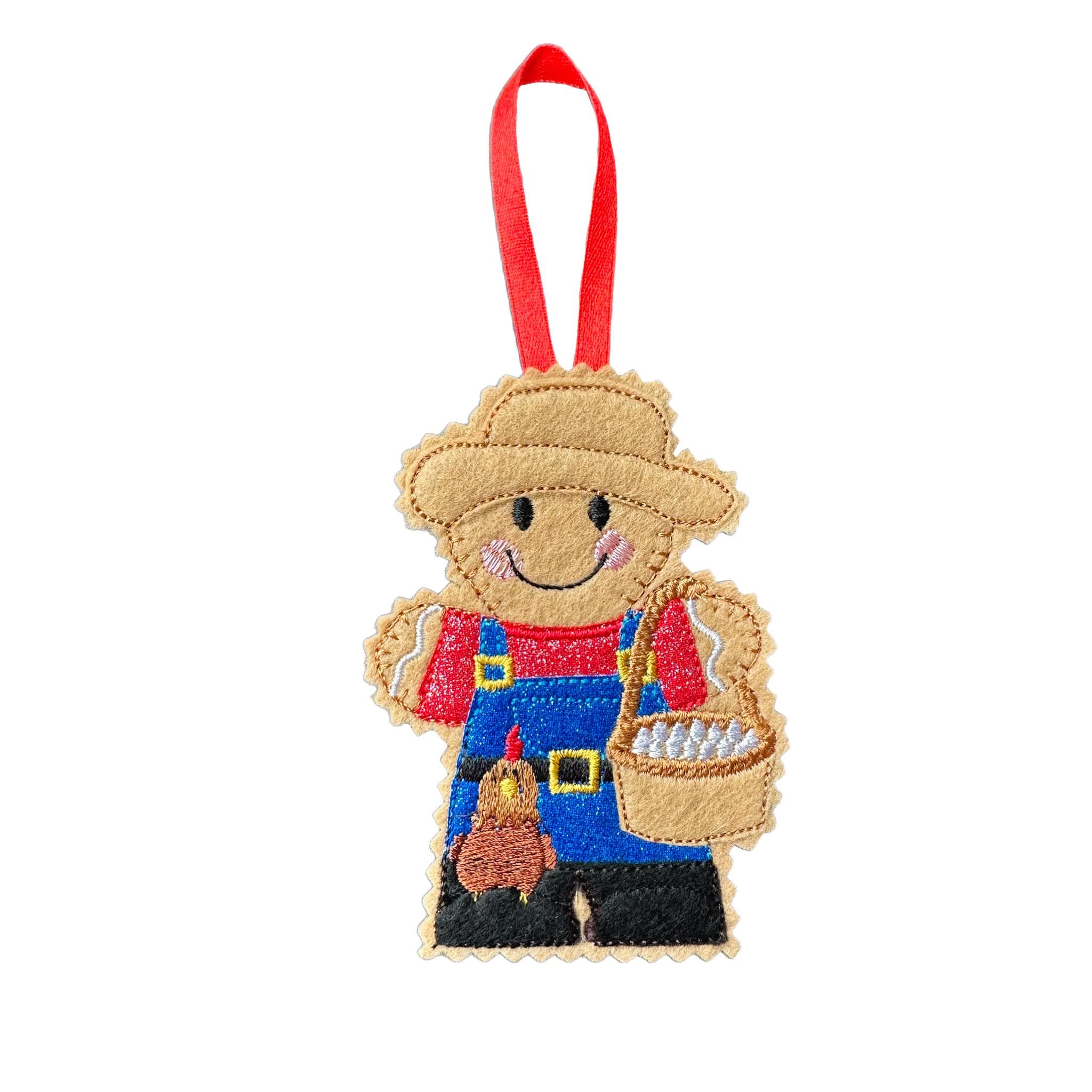 Chicken Farmer / Owner Gingerbread Felt Decoration