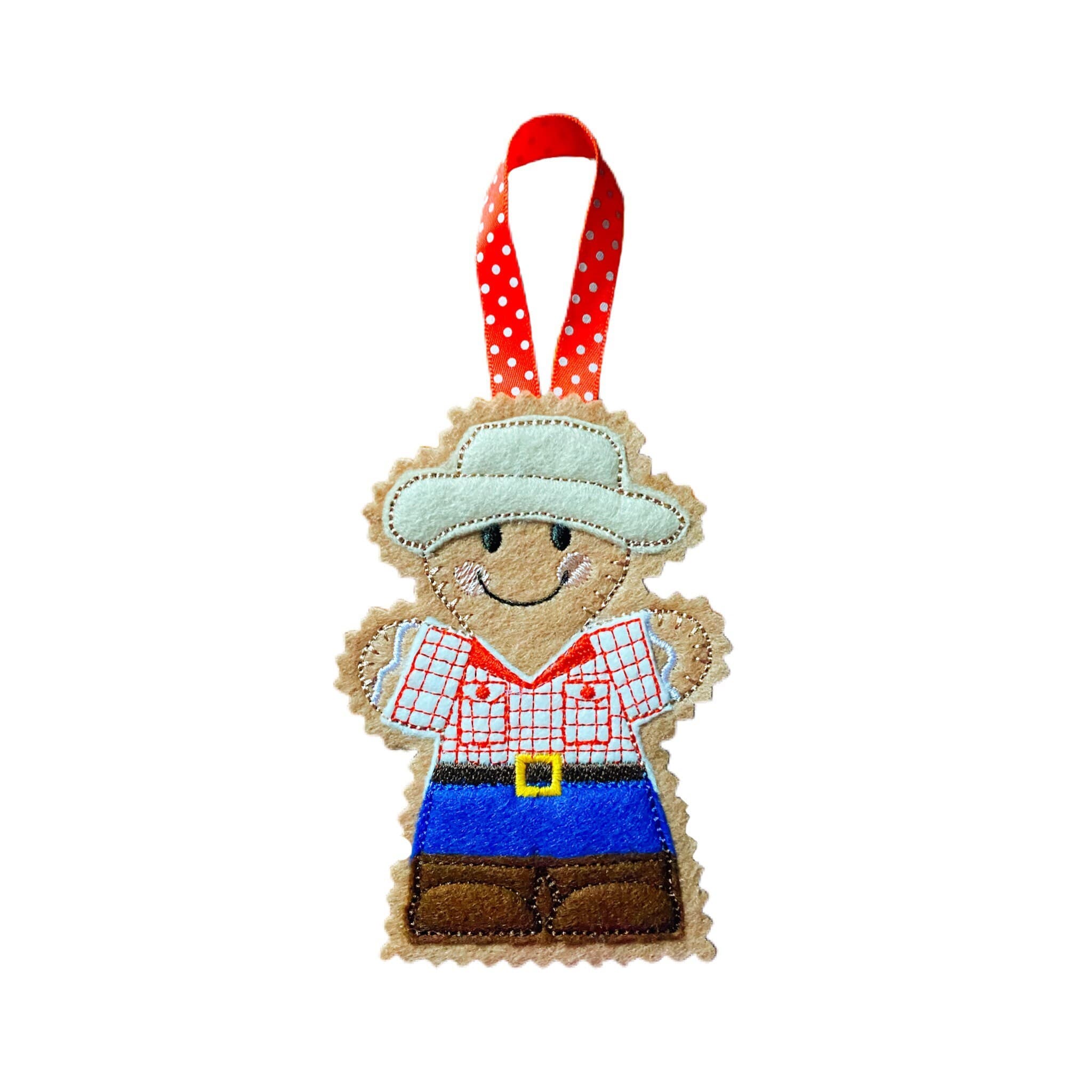 Cowboy / Cowgirl Gingerbread Man Felt Decoration