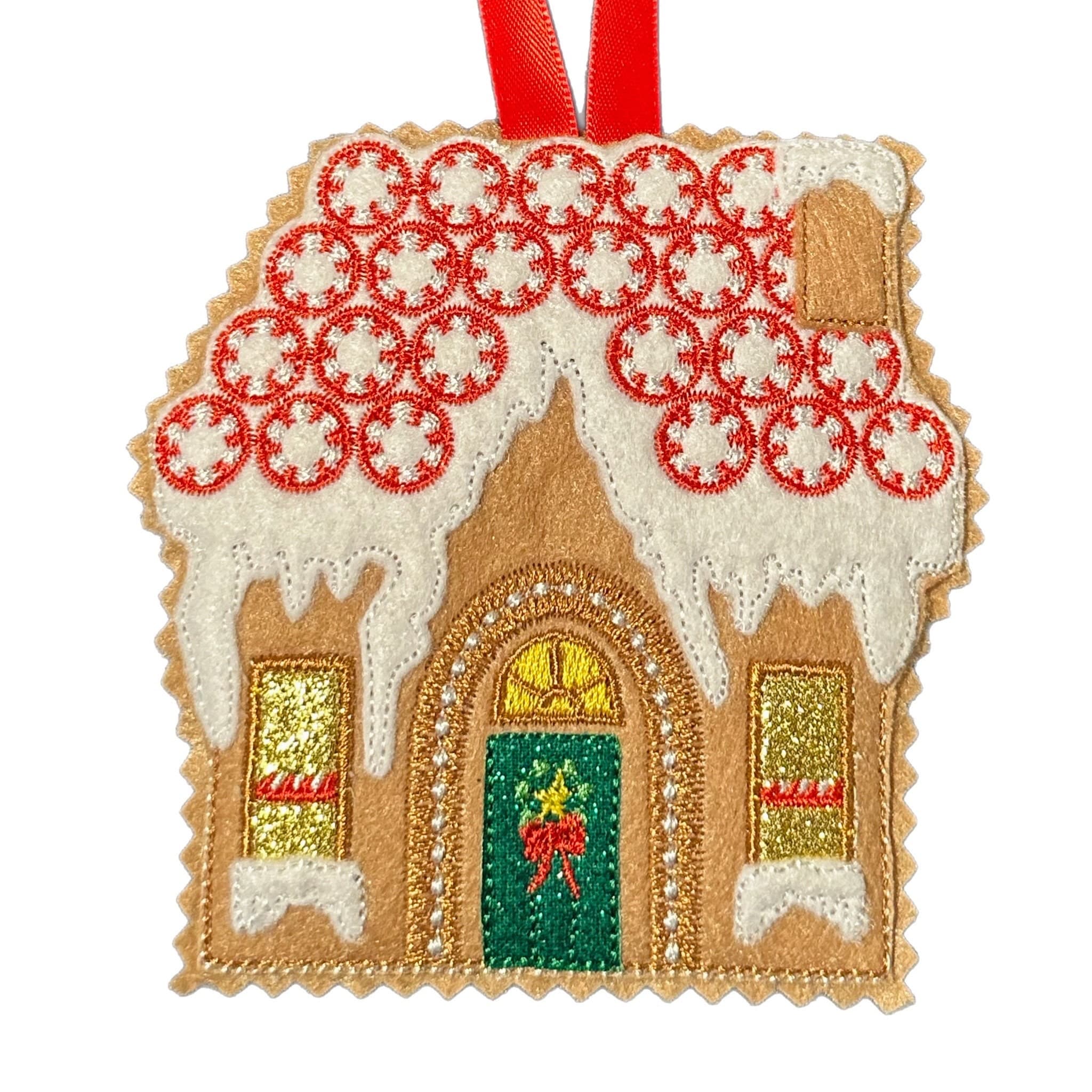 Gingerbread Felt Decoration- Christmas Gingerbread House - Pin Wheel — image 2