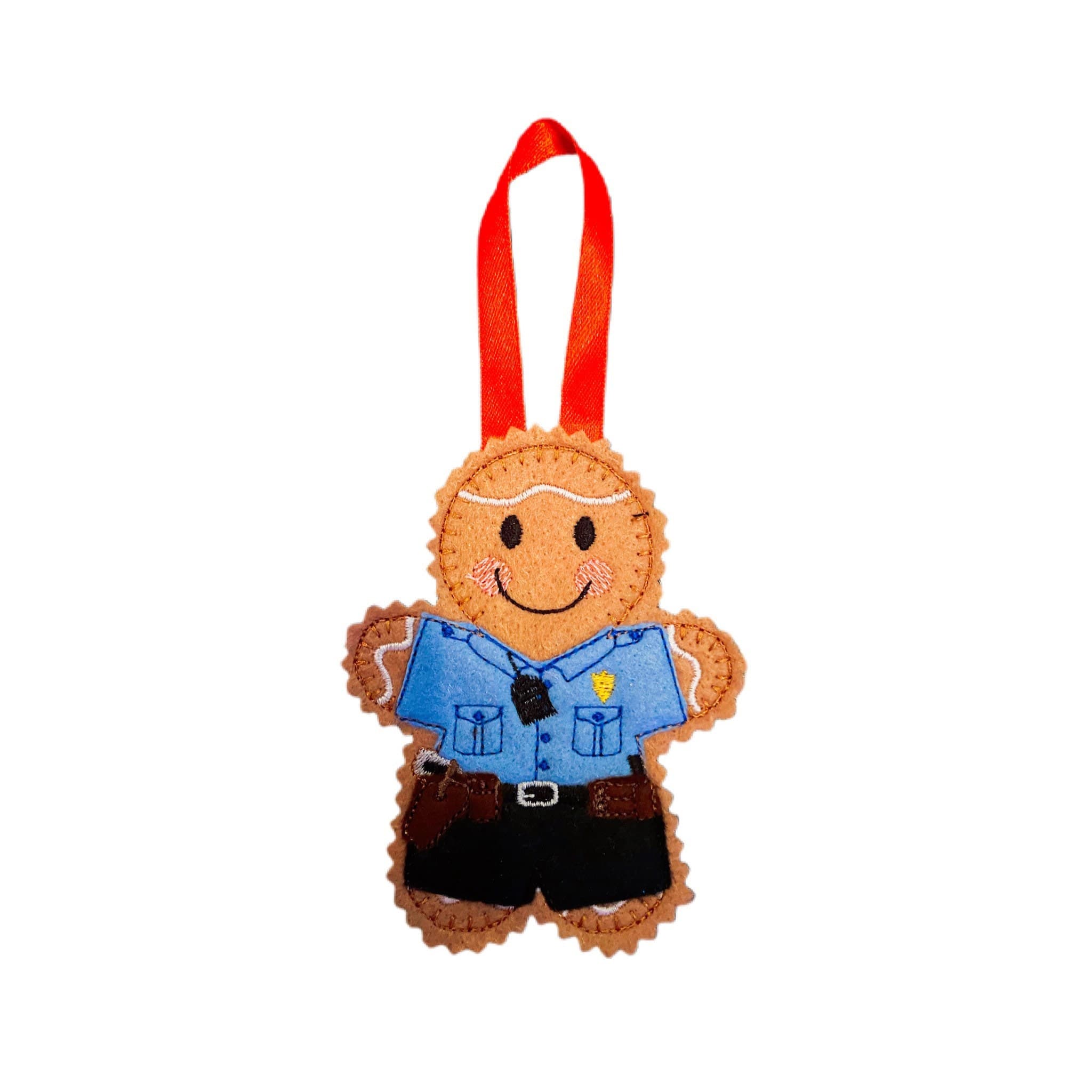American Cop/Police Officer Gingerbread Man Felt Decoration