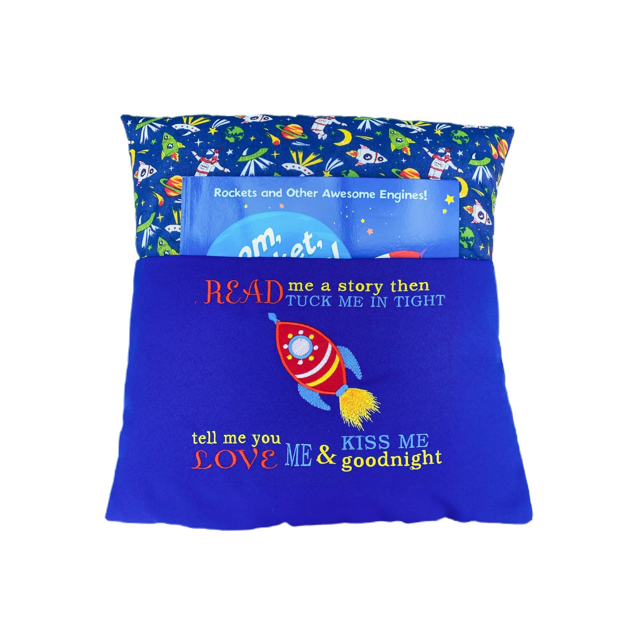 Rocket Reading Cushion: Embroidered Story Book Pocket — image 3