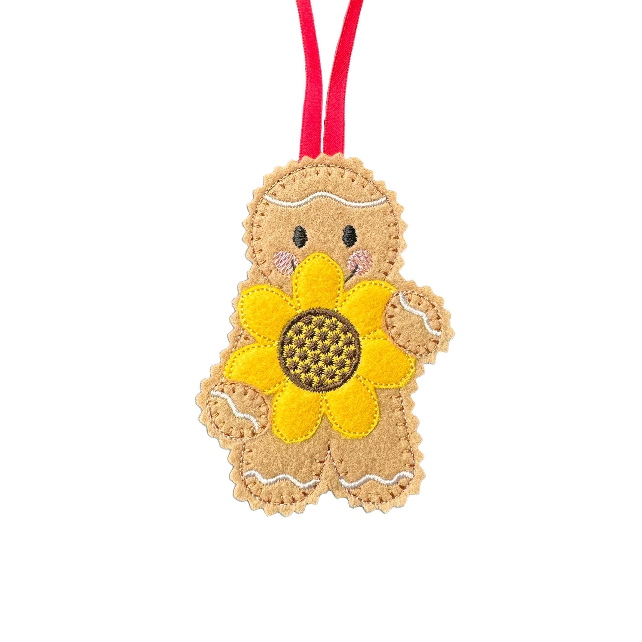 Sunflower Gingerbread Man Felt Decoration